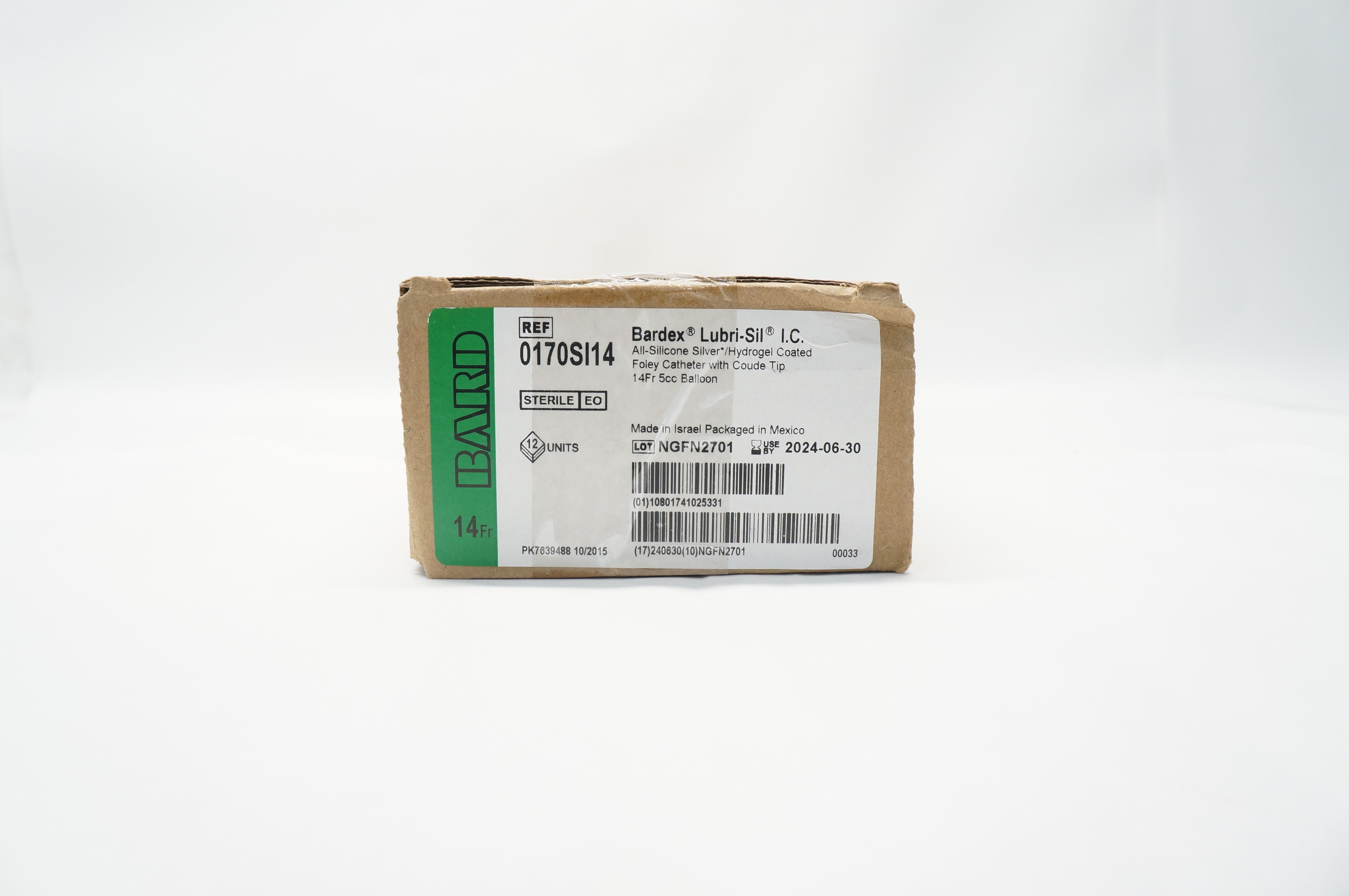 Bard 0170SI14 Lubri-Sil I.C. Anti-Microbial All-Silicone Foley Cath. 14Fr - Case of 12