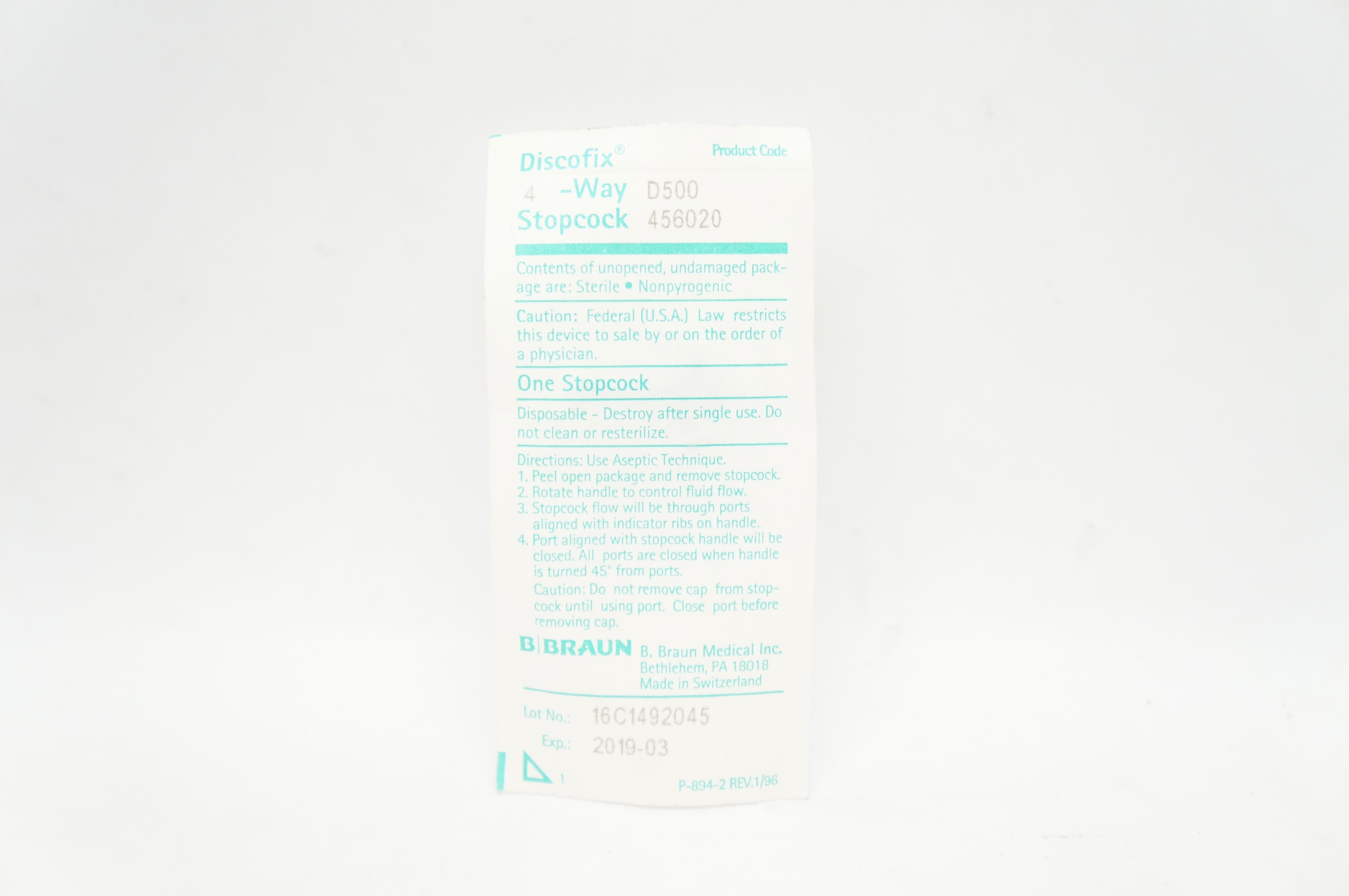 Braun D500 456020 Discofix 4-Way Stopcock (x)