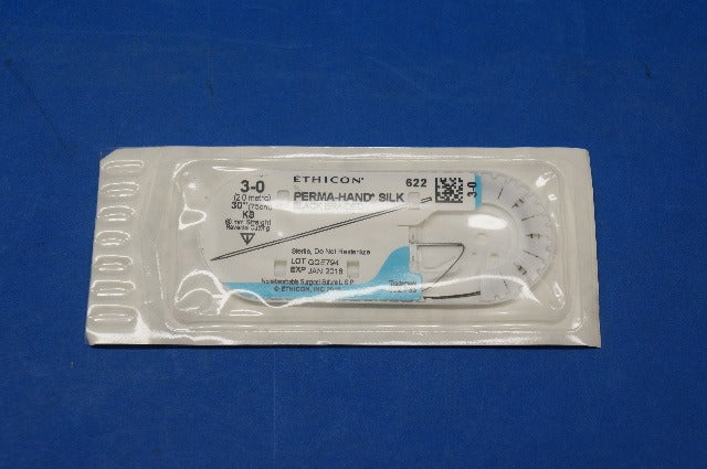 Ethicon 622 PERMA-HAND SILK, KS 60mm Straight Reverse Cutting, 30