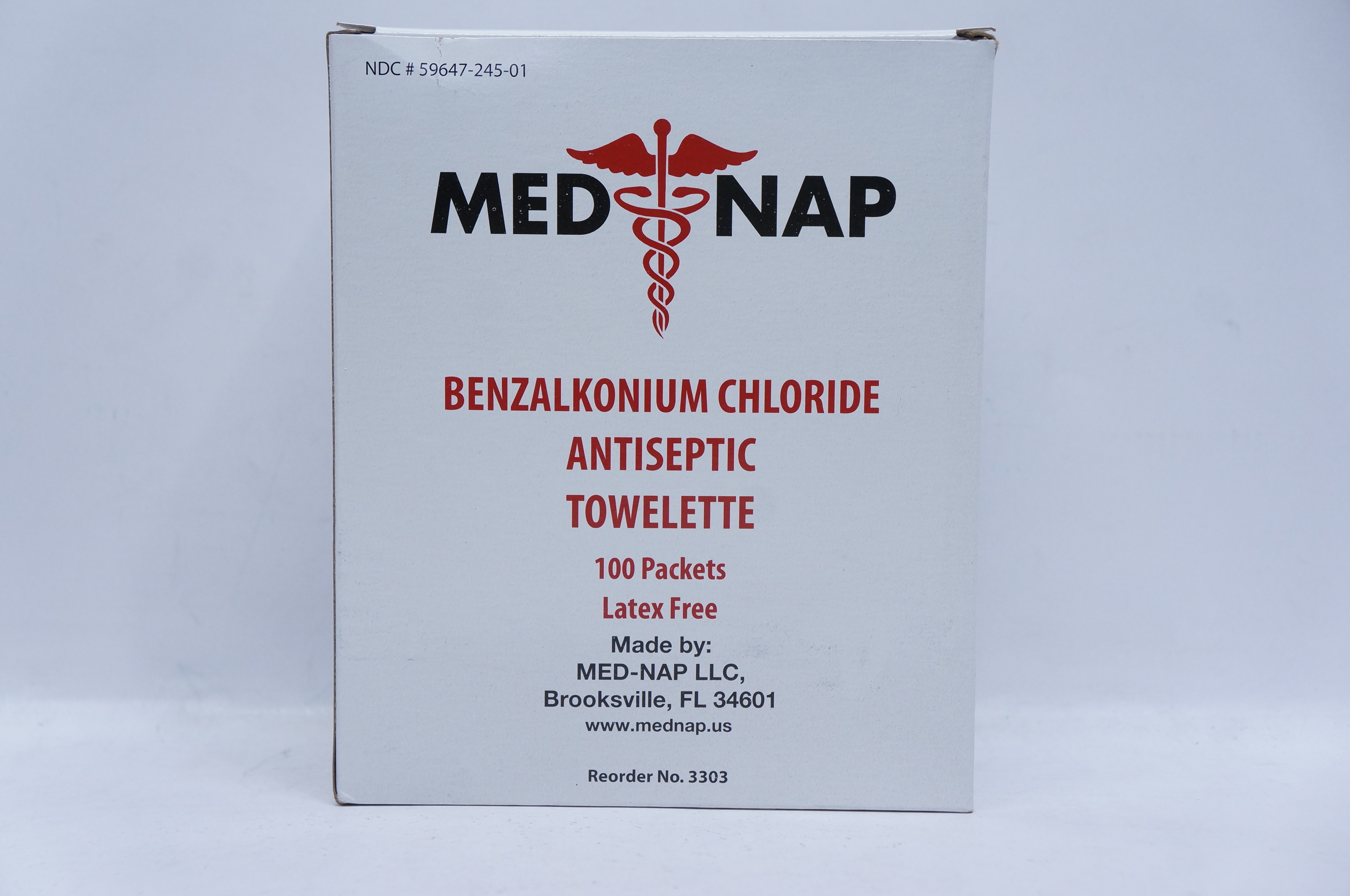 MedNap 3303 Benzalkonium Chloride Antiseptic Towelette - Box of 100