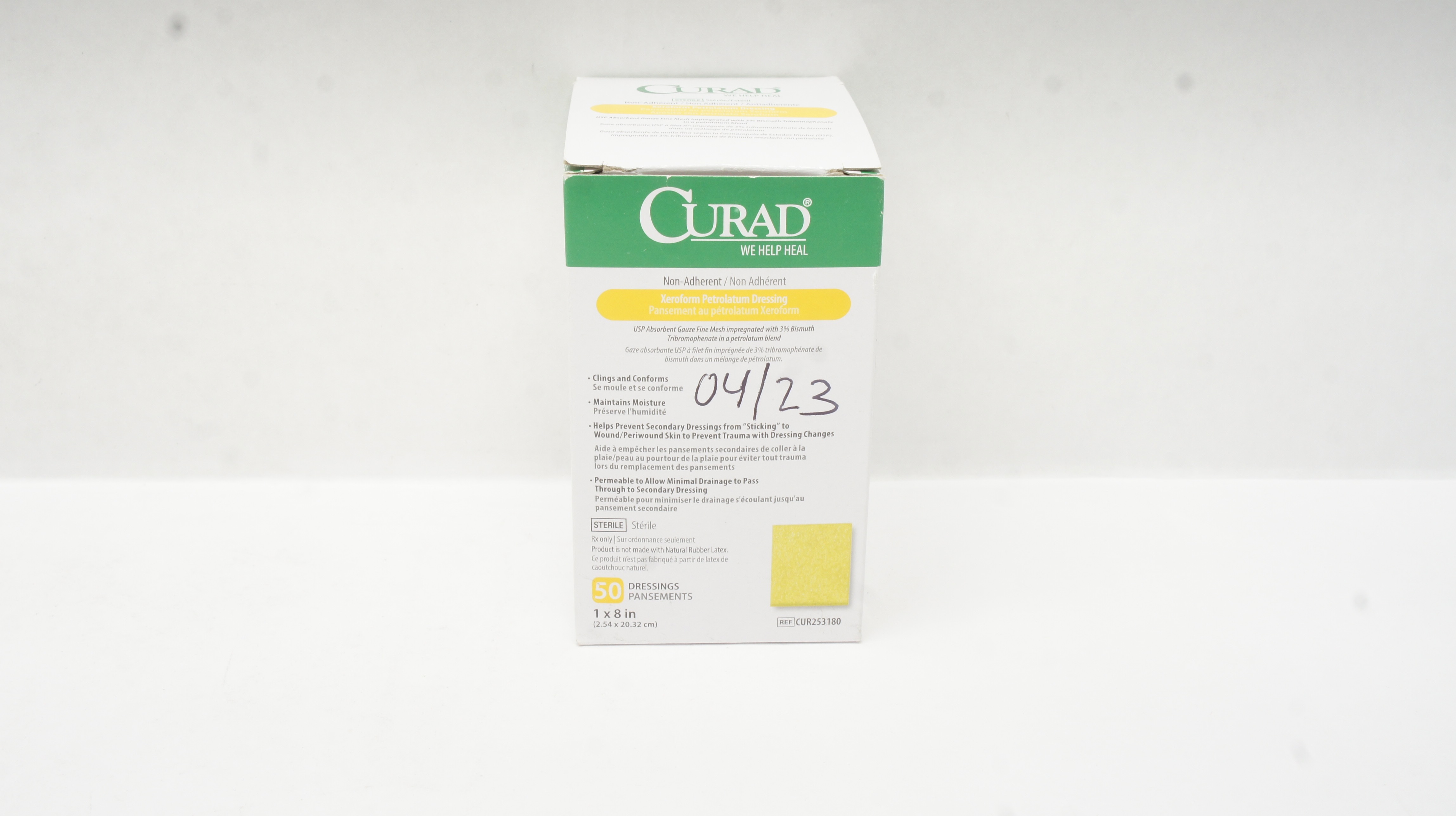 Medline CUR253180 Curad Xeroform Petrolatum Dressing 1inch x 8inch(x)- Box of 50