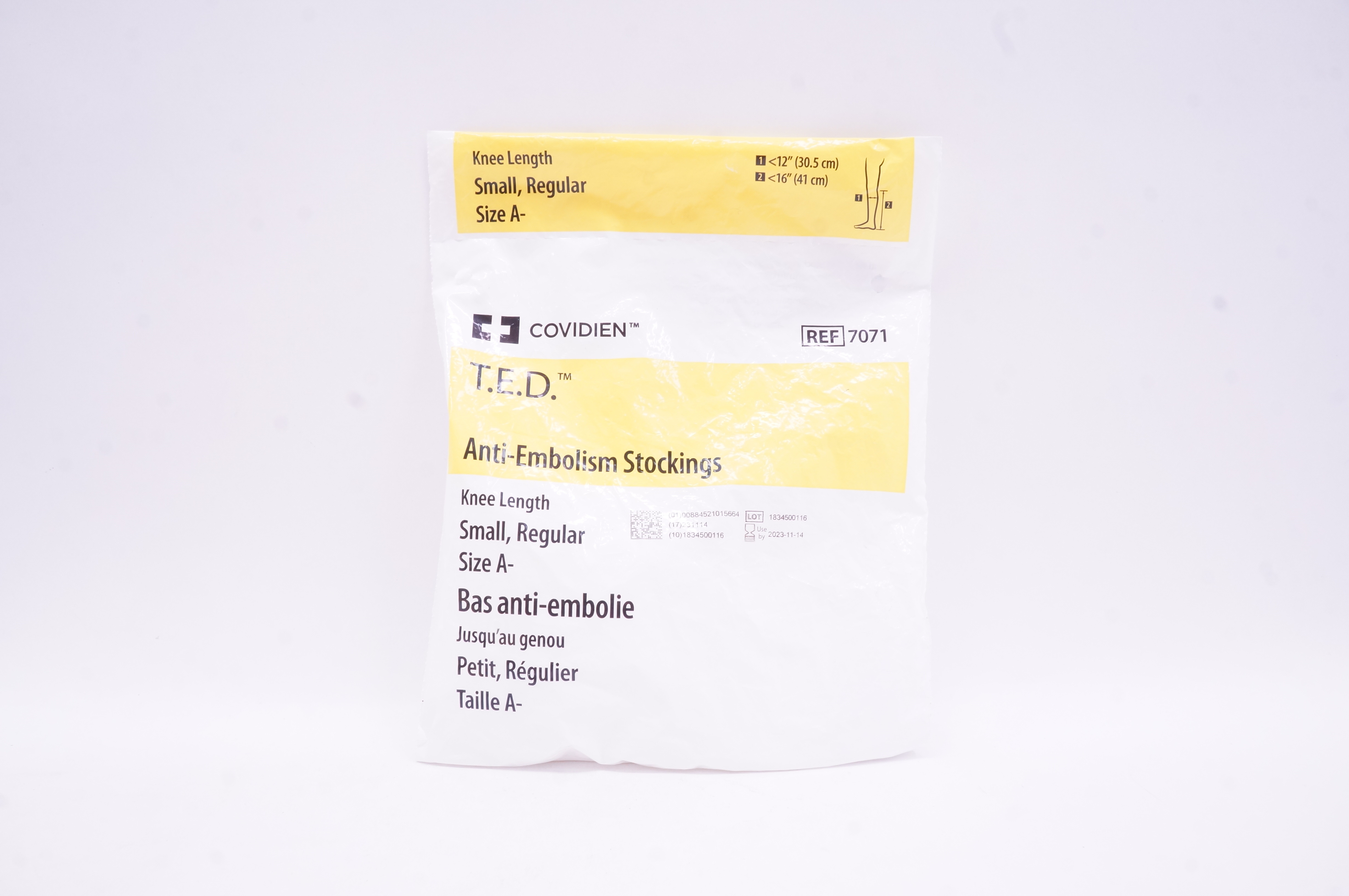 Covidien 7071 T.E.D. Anti-Embolism Stockings, Knee Length, Regular, S, Size A(x)