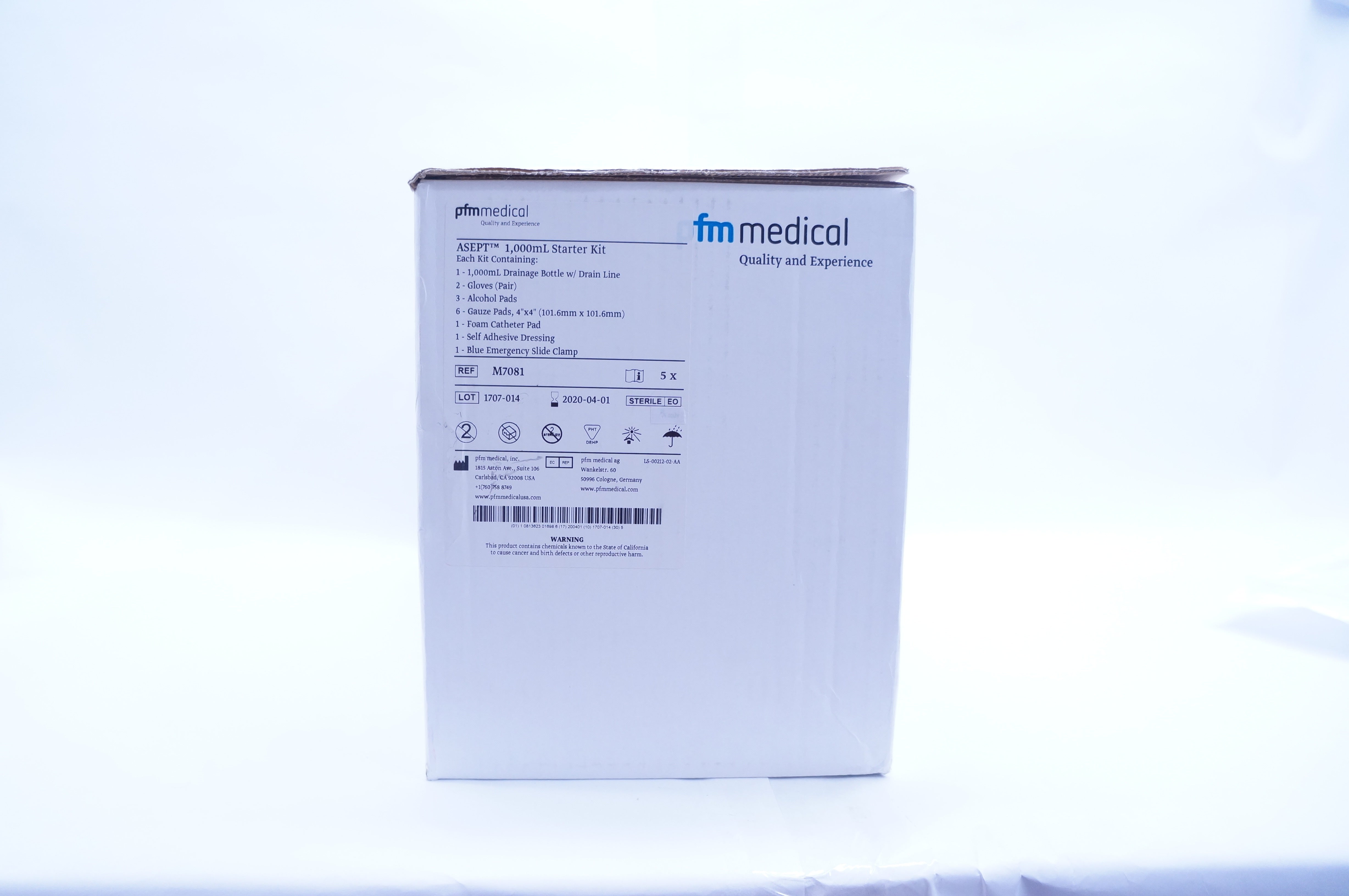 PFM Medical M7081 ASEPT Home Drainage Starter Kit, 1000ml (x) - Box of 5