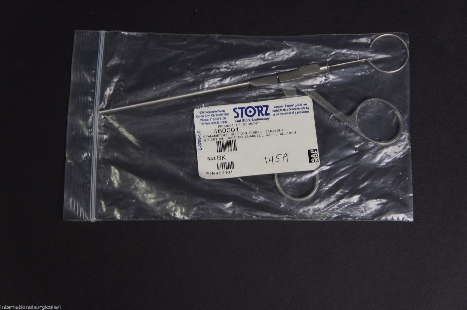 Karl Storz 460001 Stammberger Suction Punch Straight With Central Suction