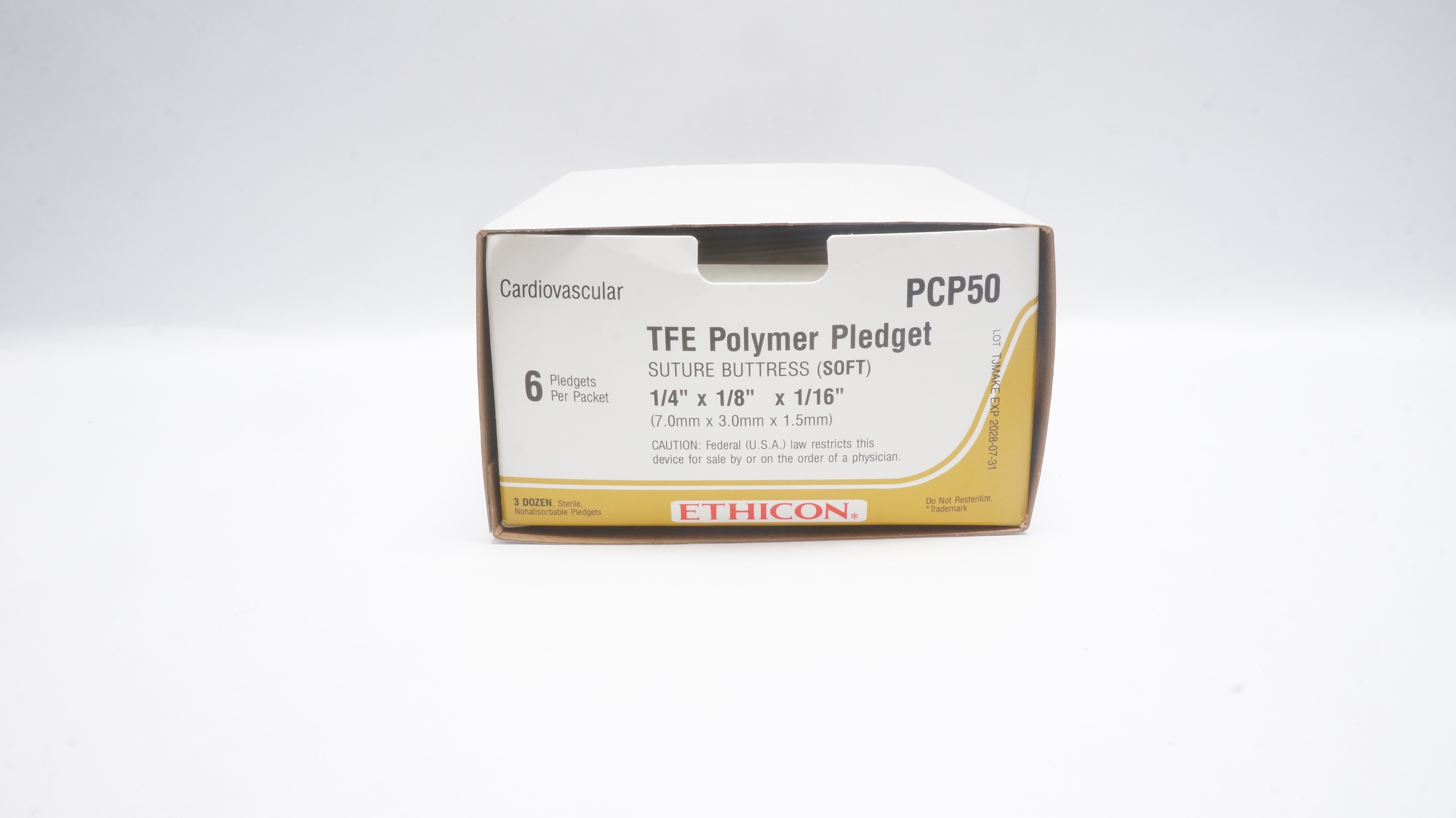 Ethicon PCP50 TFE 6 Polymer Pledget Stre Buttress 1/4 x1/8 x1/16inch - Box of 36