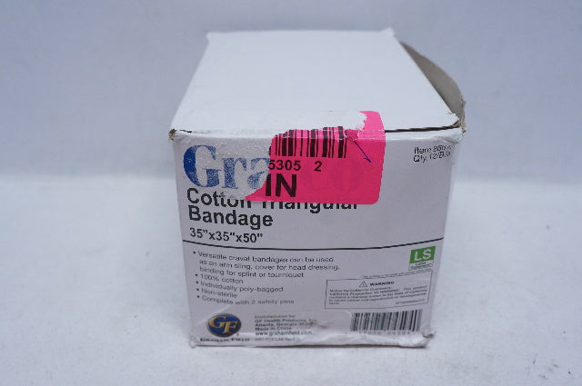 Grafco 8661 Cotton Triangular Bandage 35inch x 35inch x 50inch - Box of 12