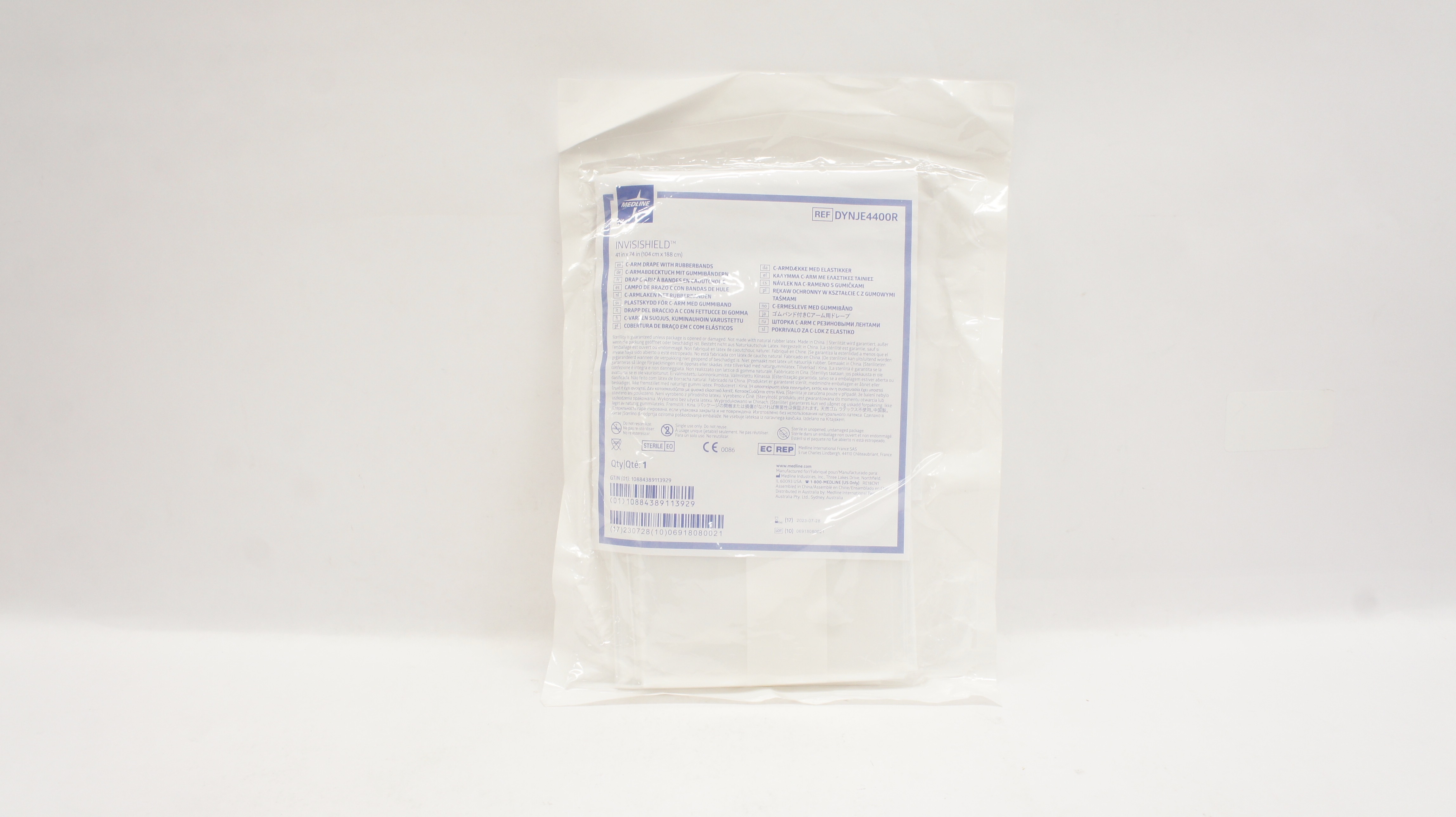 Medline DYNJE4400R Invisishield C-Arm Drape With Rubberbands 41 inch x 74 inch