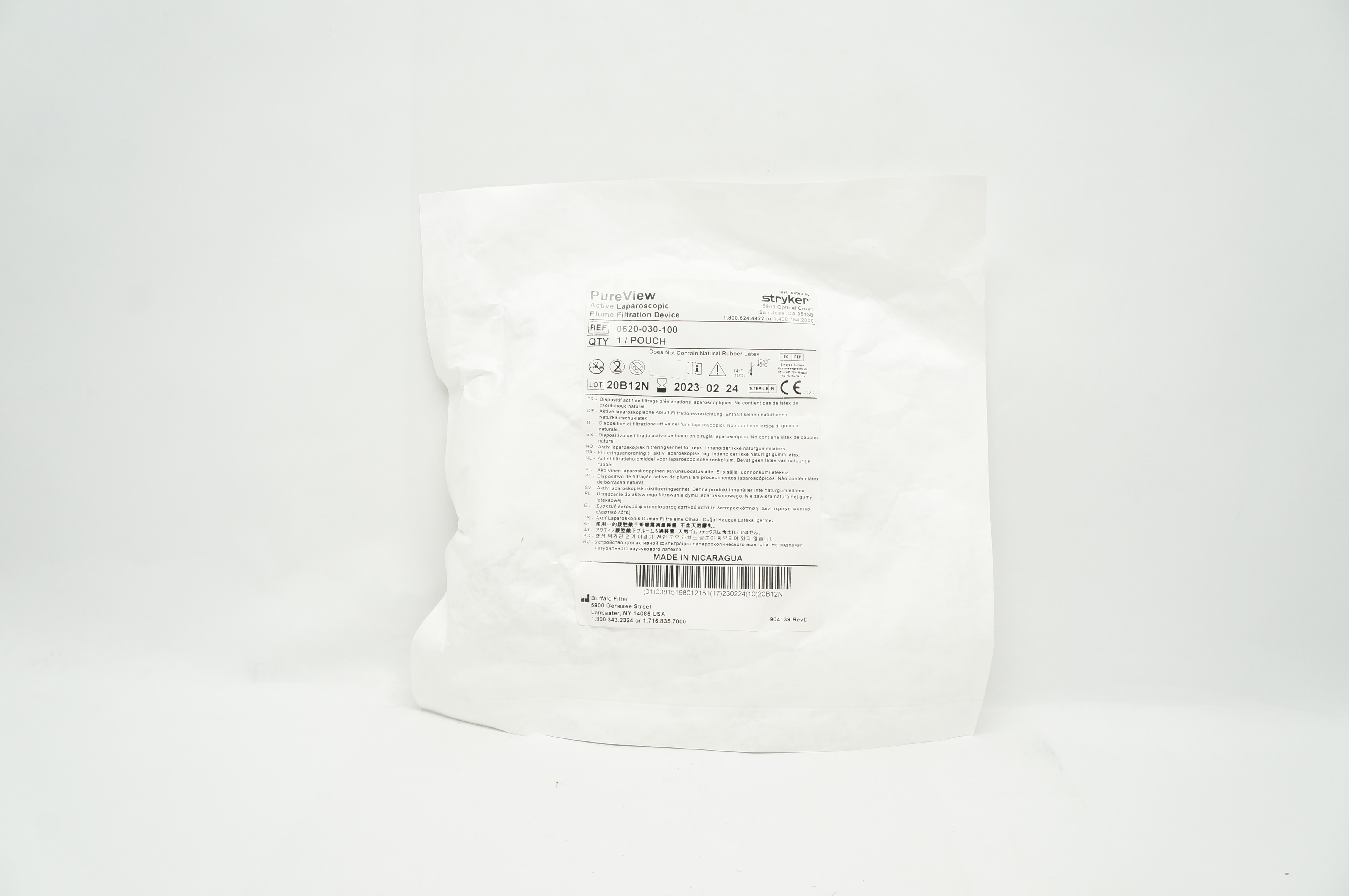 Stryker 0620-030-100 PureView Active Laparoscopic Plume Filtration Device