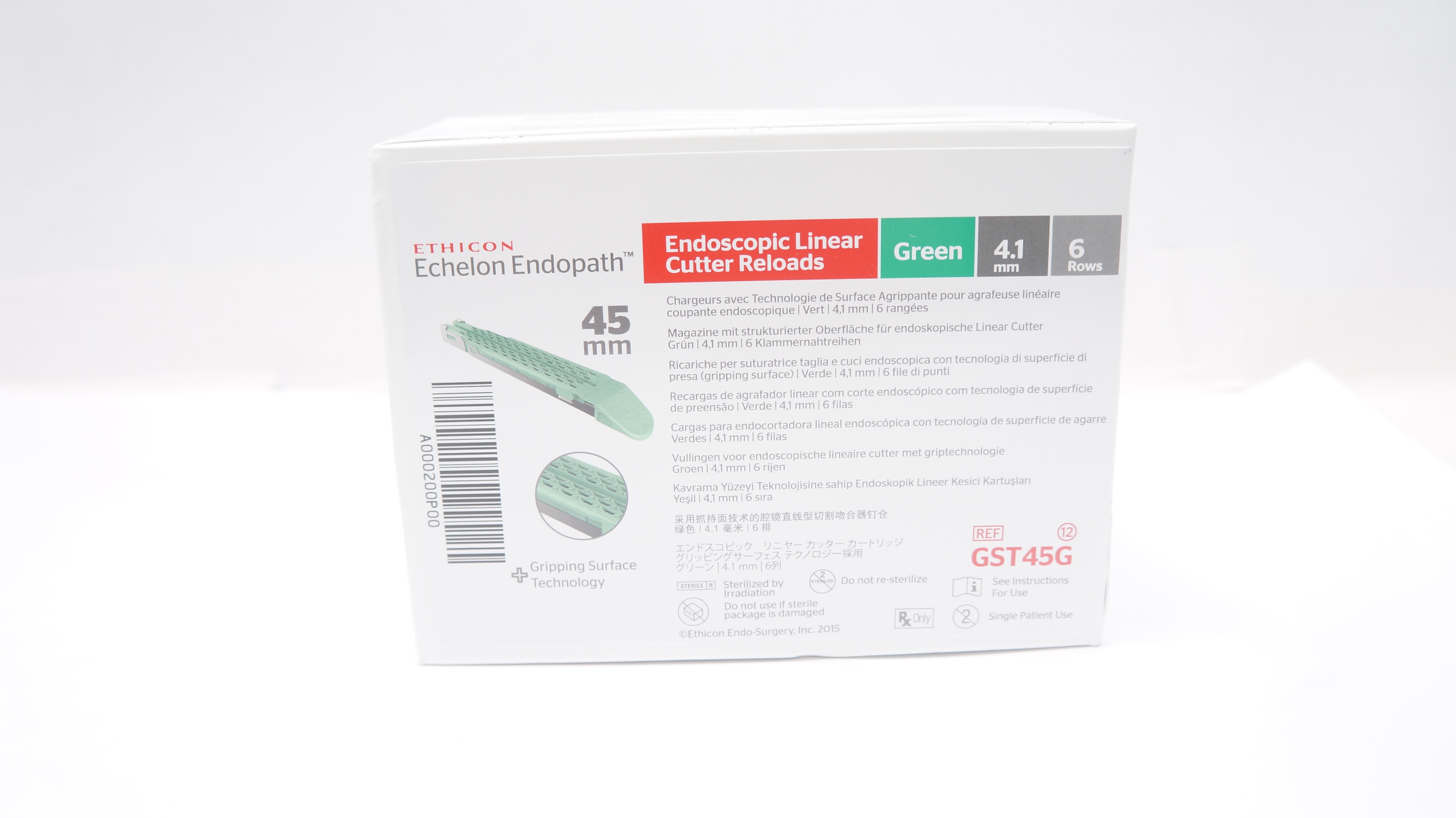 Ethicon GST45G Echelon Endopath Reload 45mm Staple Line 4.1mm 6Rows(x)-Box of 12
