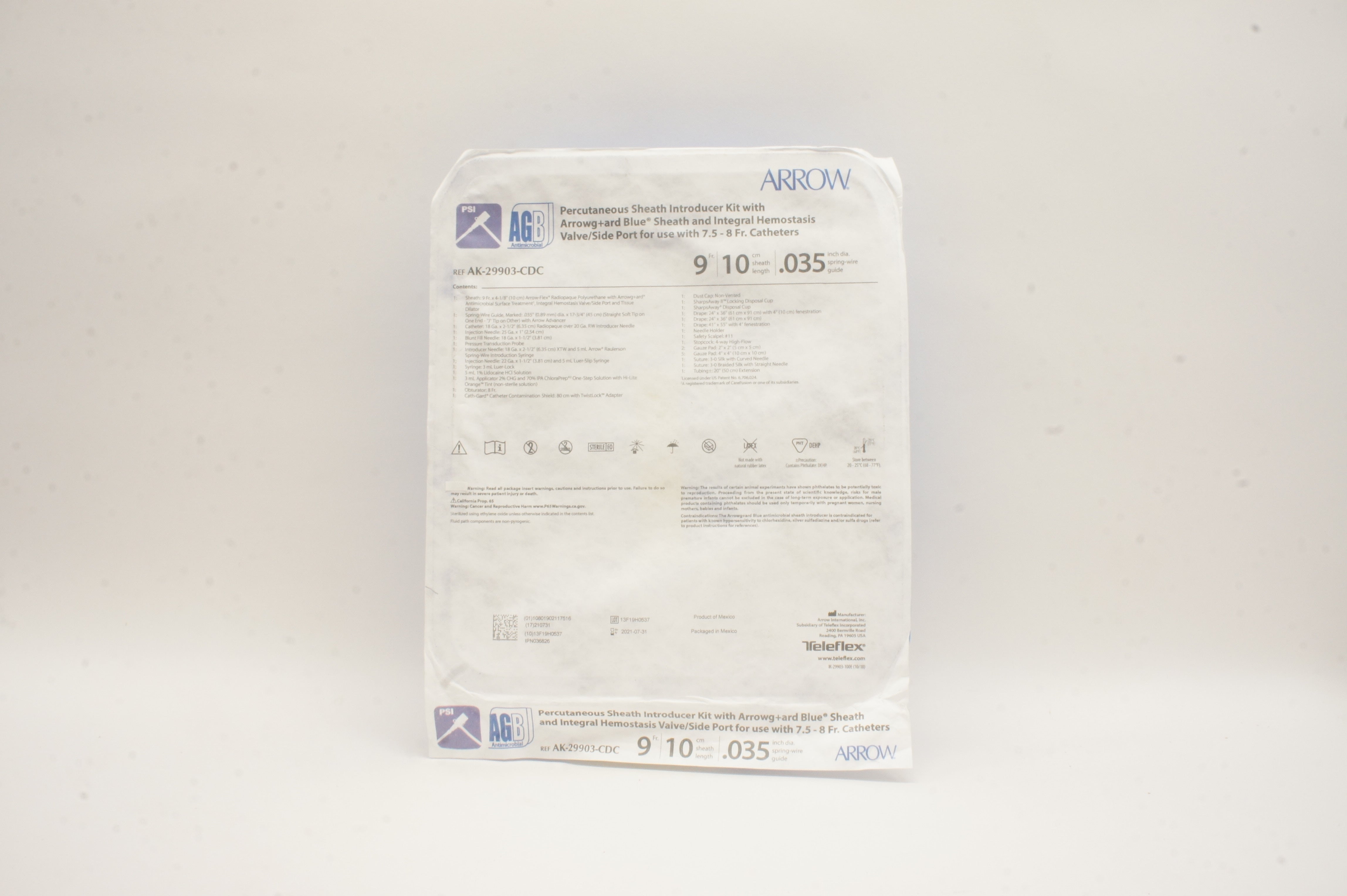 Arrow AK-29903-CDC AGB Percutaneous Sheath Introducer Kit 9Fr