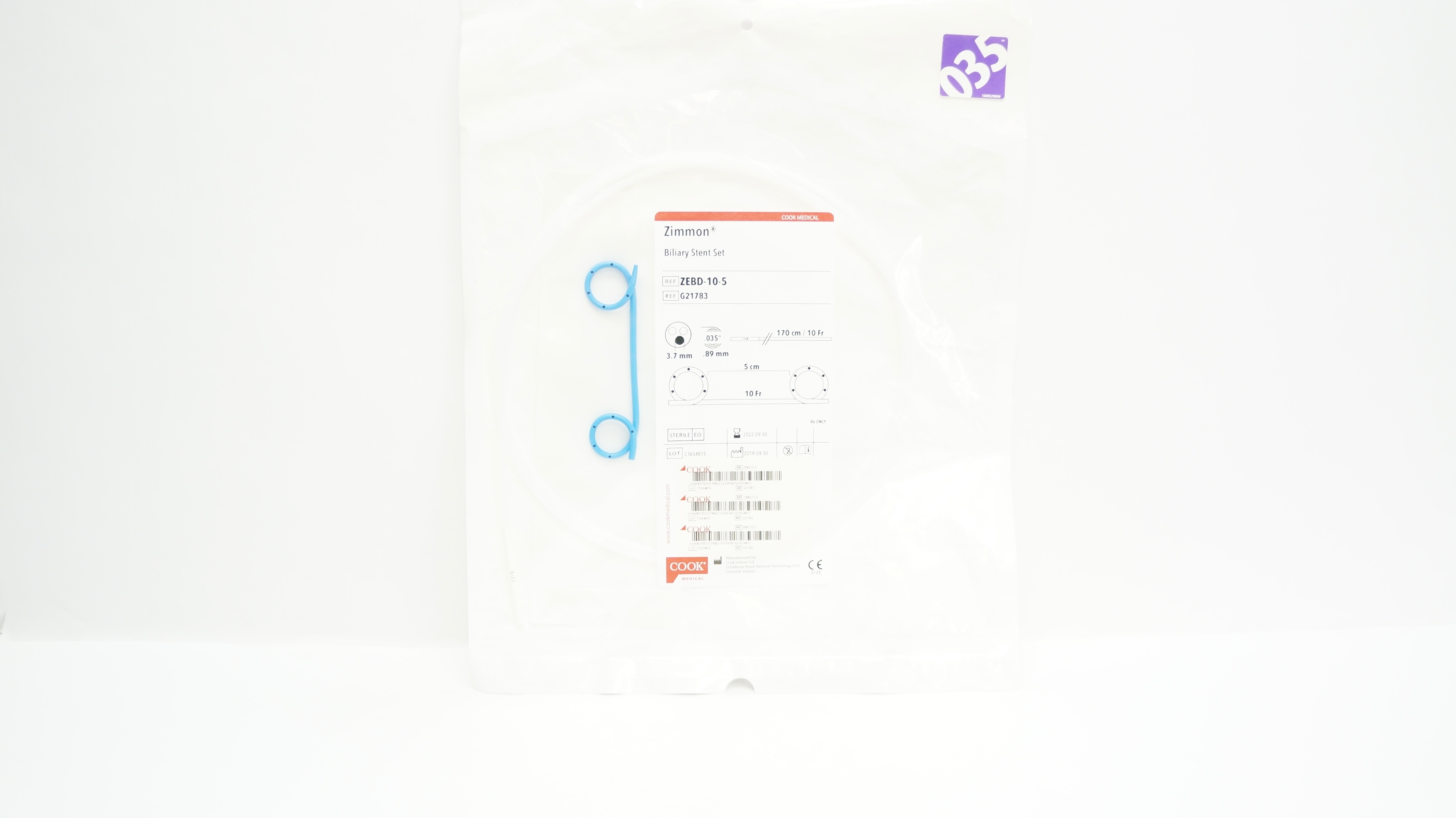 Cook Medical G21783 Zimmon Biliary Stent Set 10Fr 5cm (x)