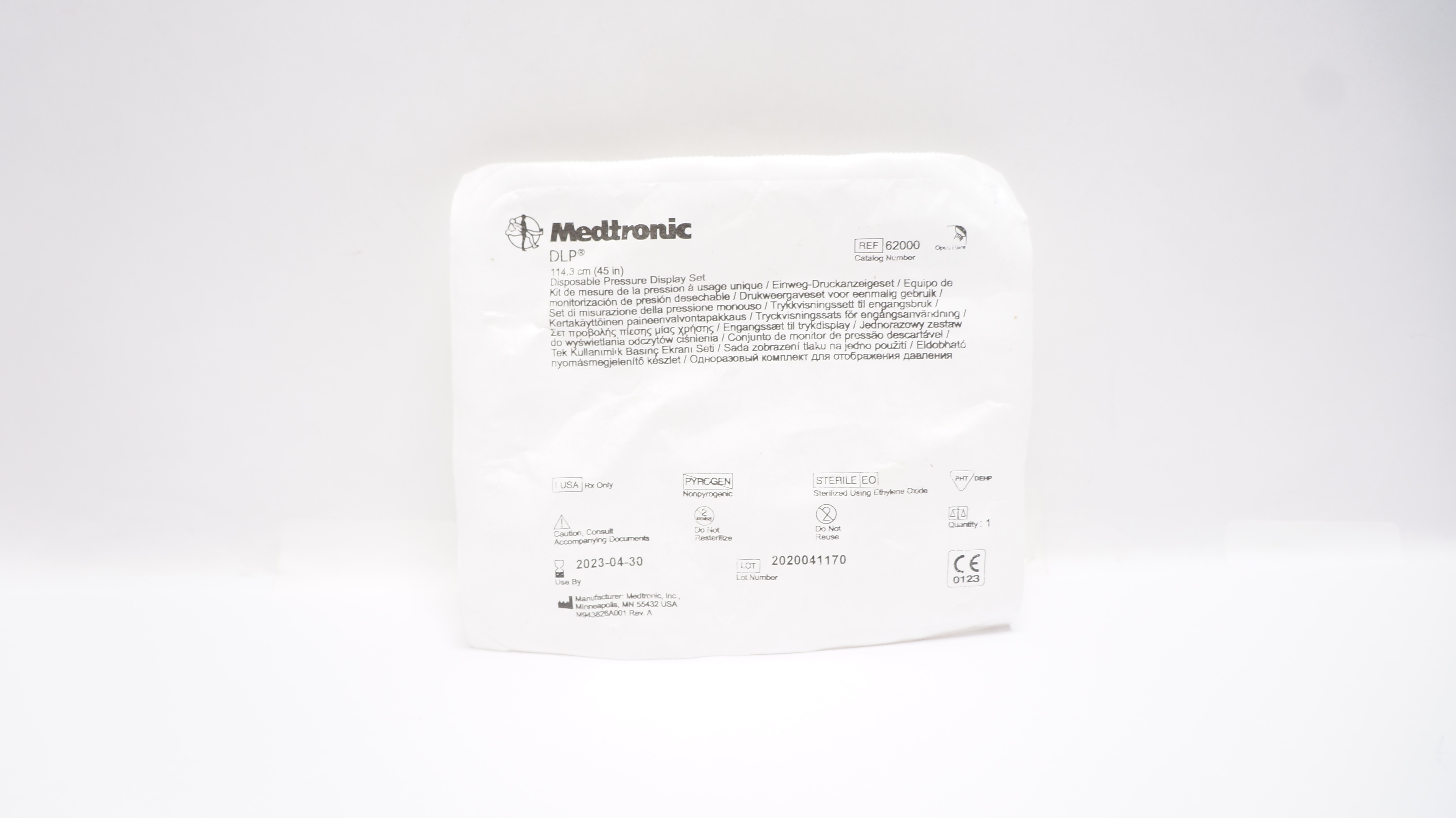 Medtronic 62000 DLP Disposable Pressure Display Set 45inch (x)