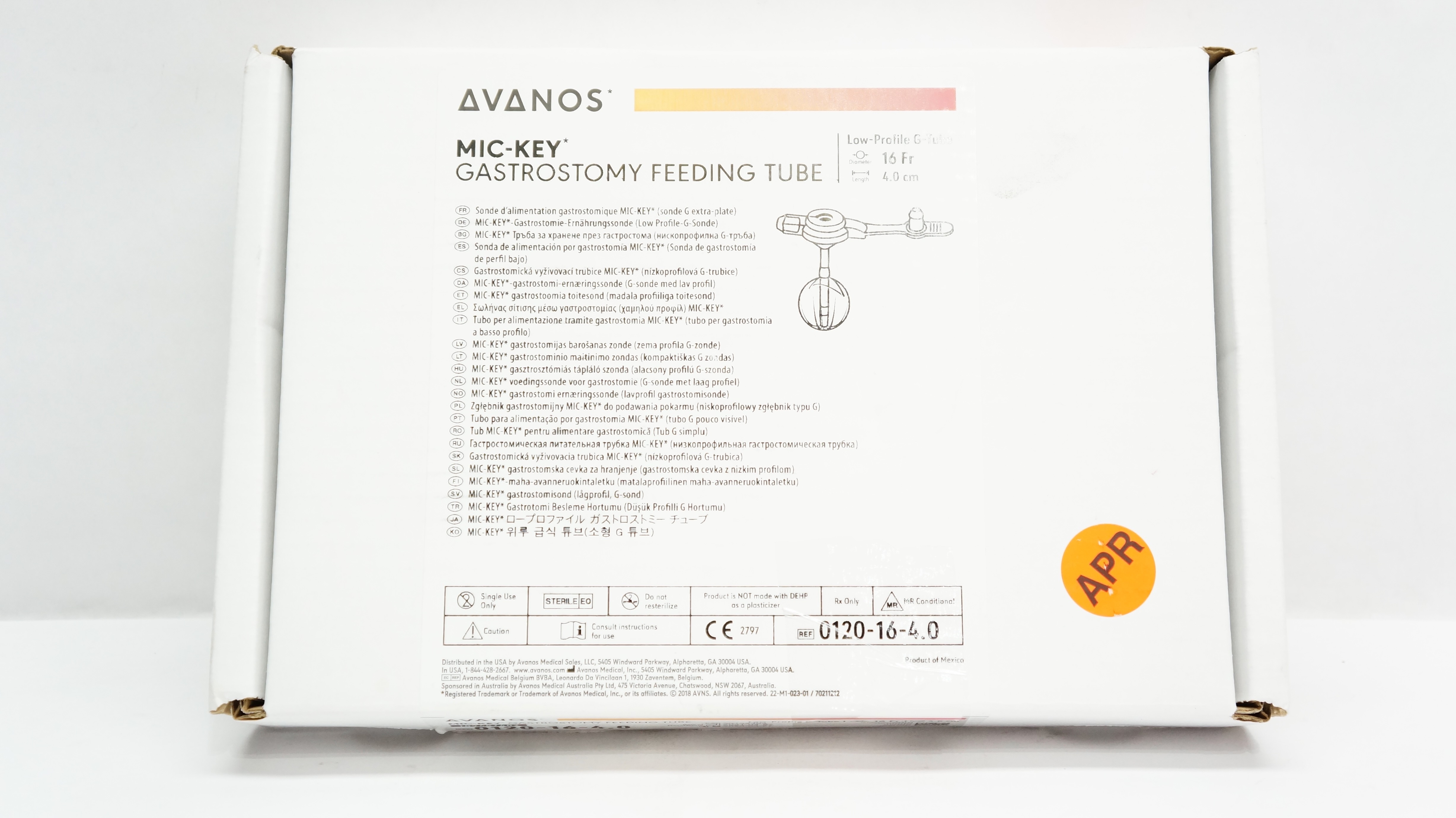 Avanos 0120-16-4.0 Mic-Key Gastrostomy Feeding Tube 16Fr x 4.0cm (x)
