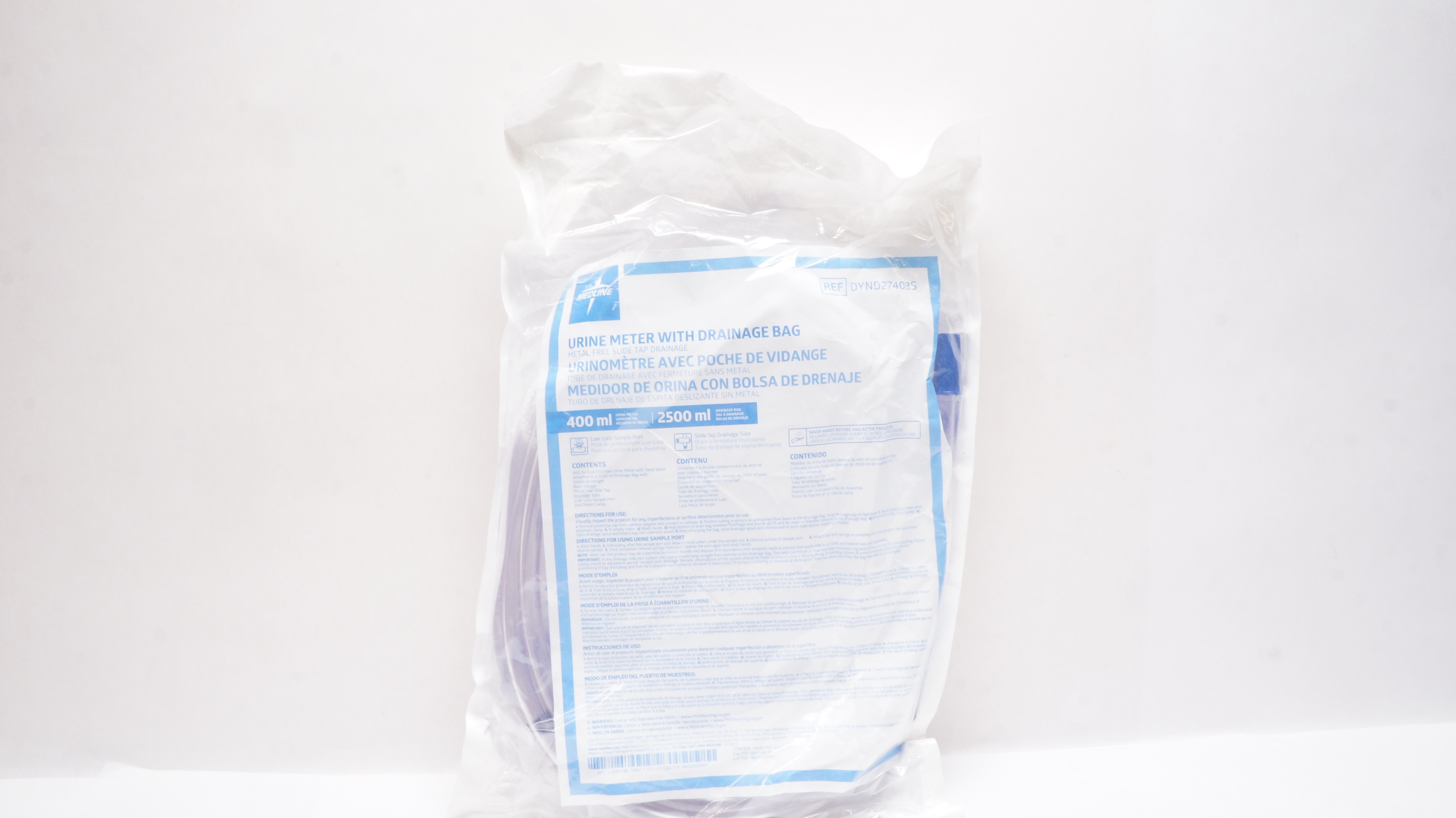 Medline DYND27403S 400mL Urine Meter with 2500mL Drainage Bag