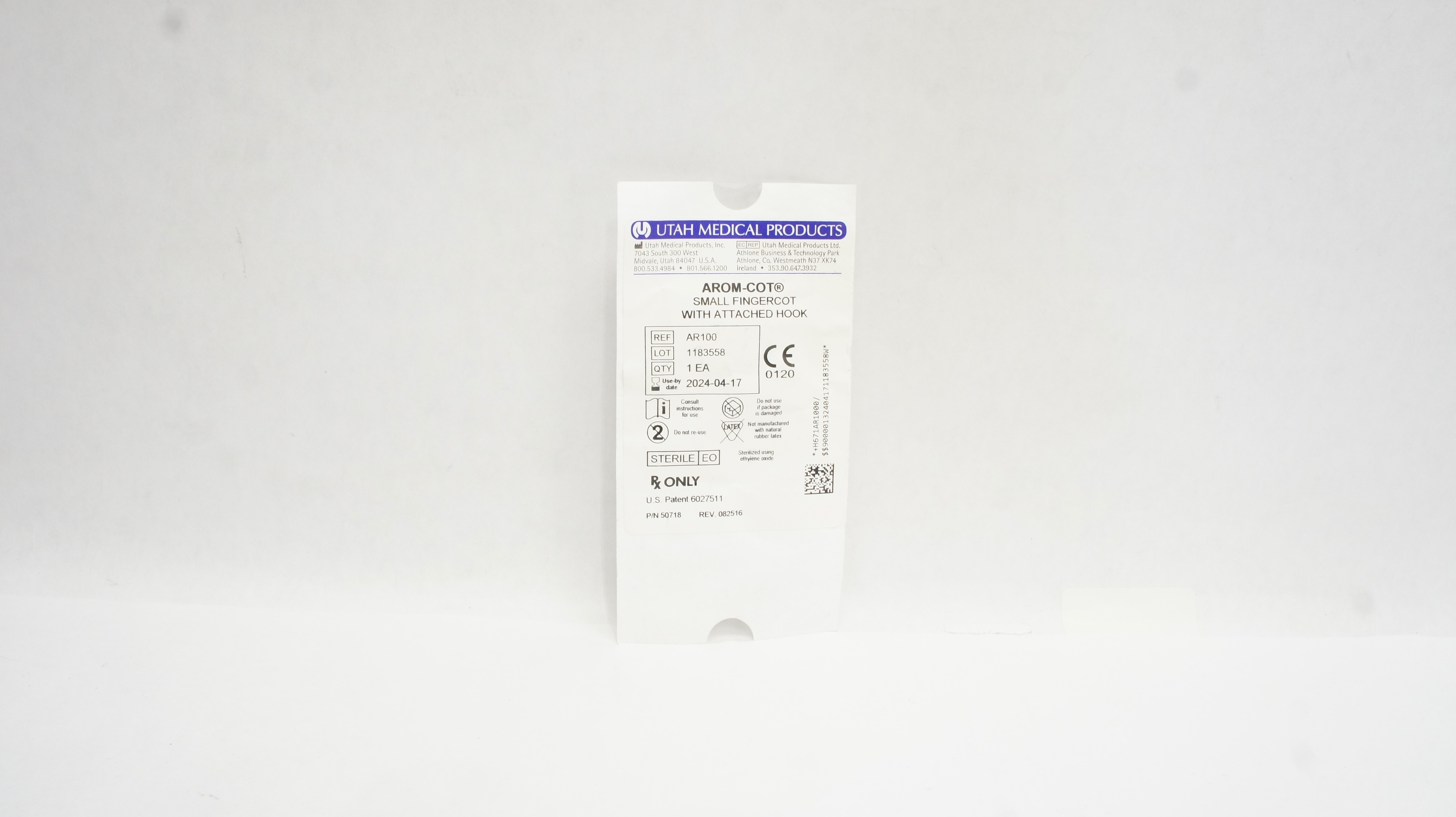 Utah Medical AR100 Arom-Cot Small Fingercot With Attached Hook