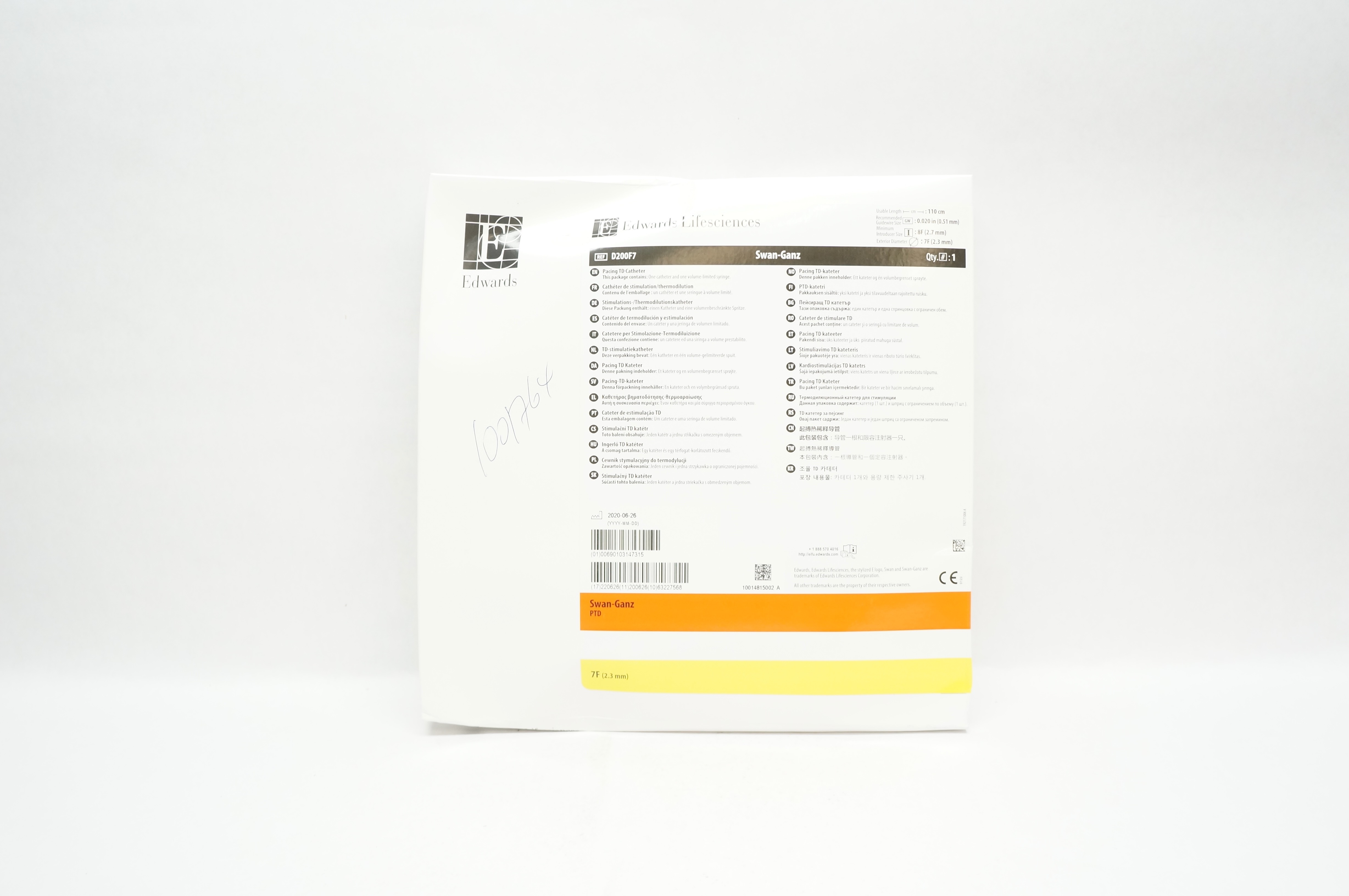 Edwards Lifesciences D200F7 Swan-Ganz Pacing TD Cath. 7 Fr x 110 cm (x)
