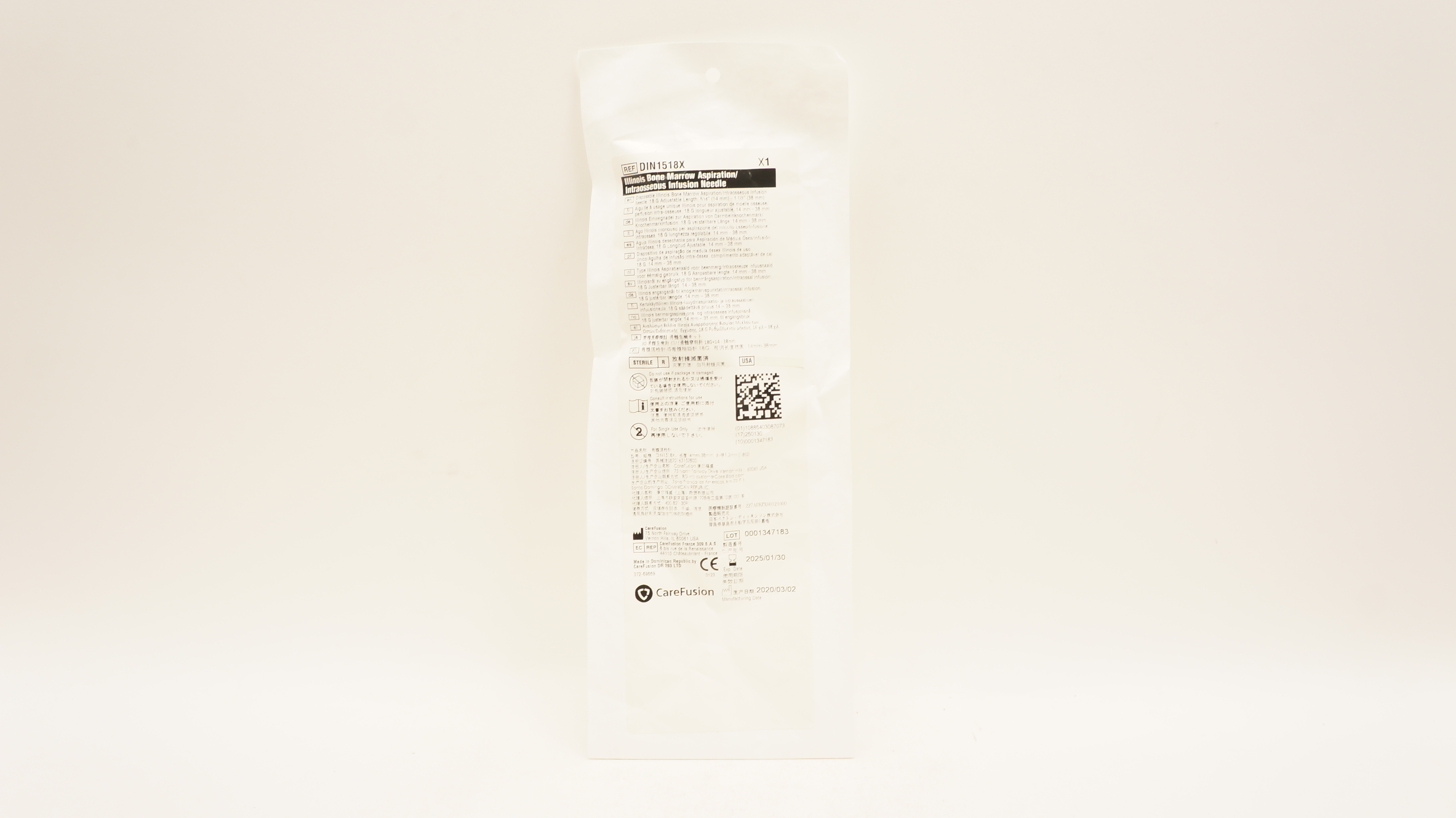 CareFusion DIN1518X Bone Marrow Aspiration/Intraosseous Infusion Ndle 18G