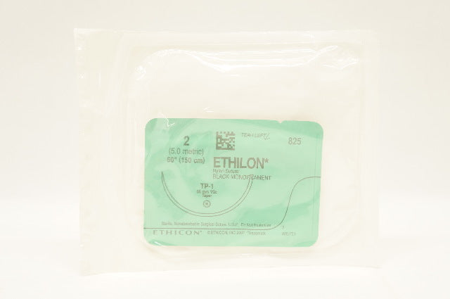 Ethicon 825 2 Ethilon Nylon Black Monofilament TP-1 65mm 1/2c Taper 60 inch -(x)