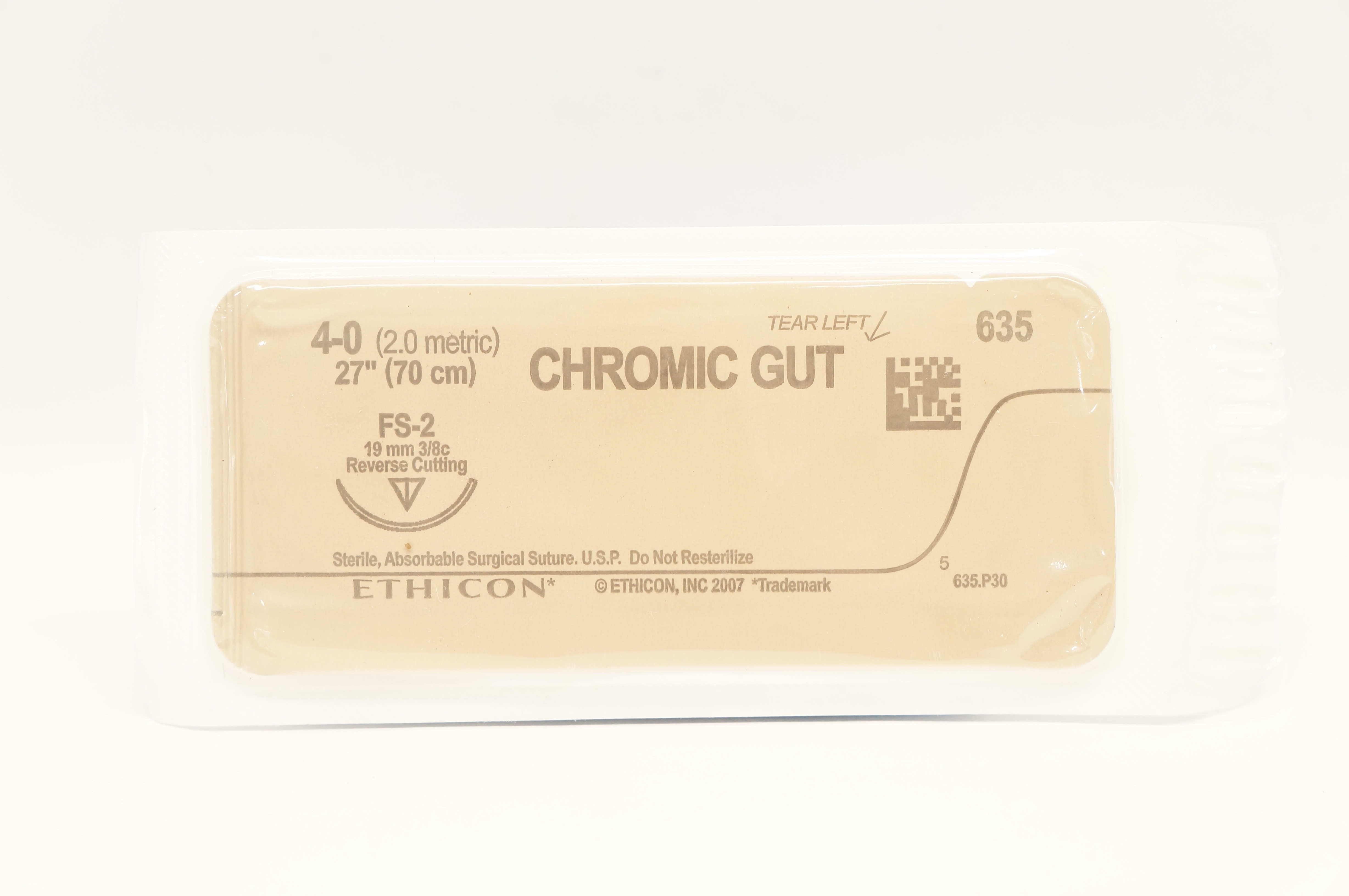 Ethicon 635 4-0 CHROMIC GUT Stre FS-2 19mm 3/8c Reverse Cutting, 27inch (x)