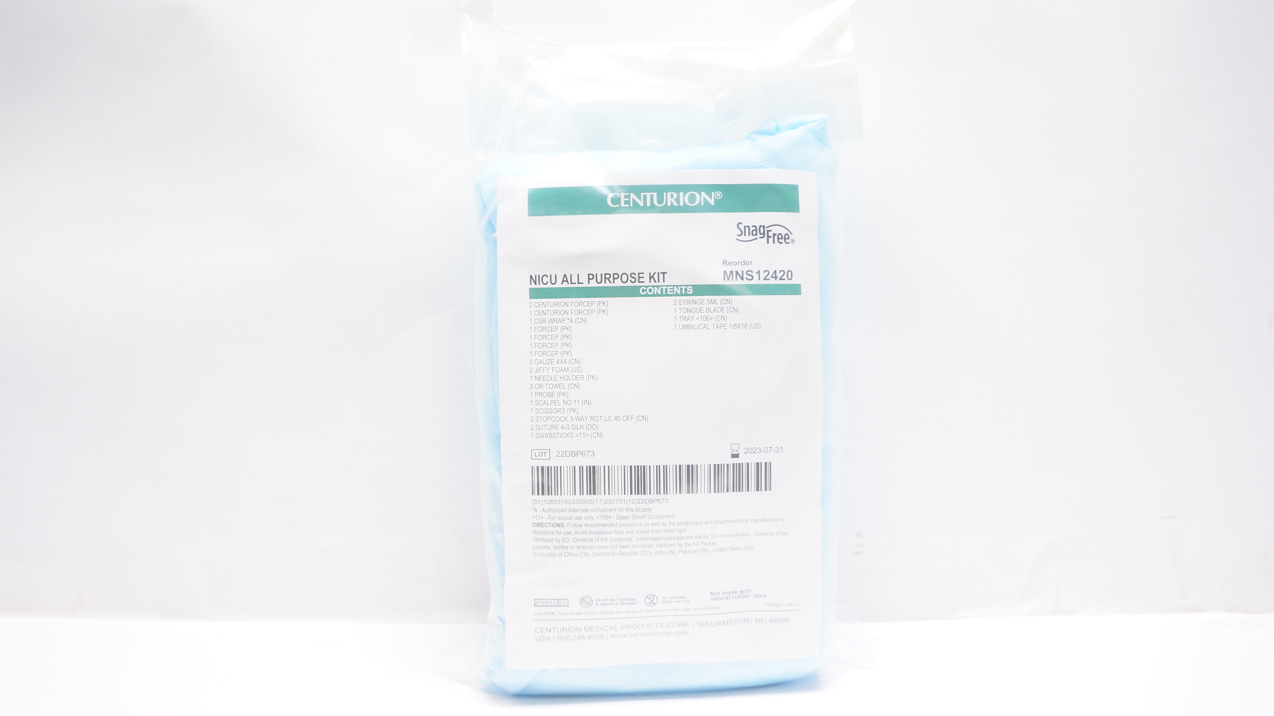 Centurion MNS12420 SnagFree NICU All Purpose Kit (x)