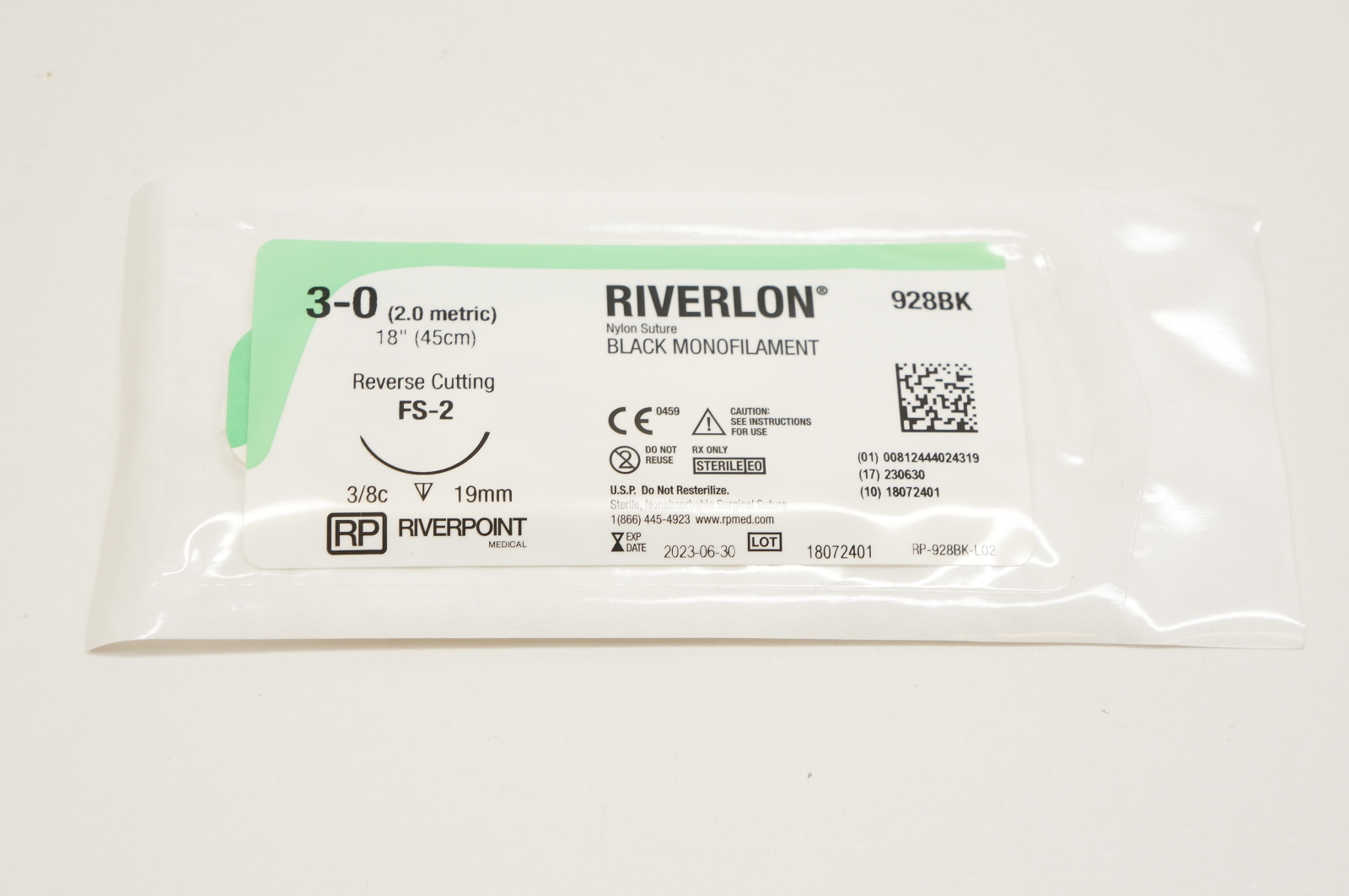Ethicon 928BK 3-0 RIVERLON, FS-2, 3/8c 19mm, 18inch