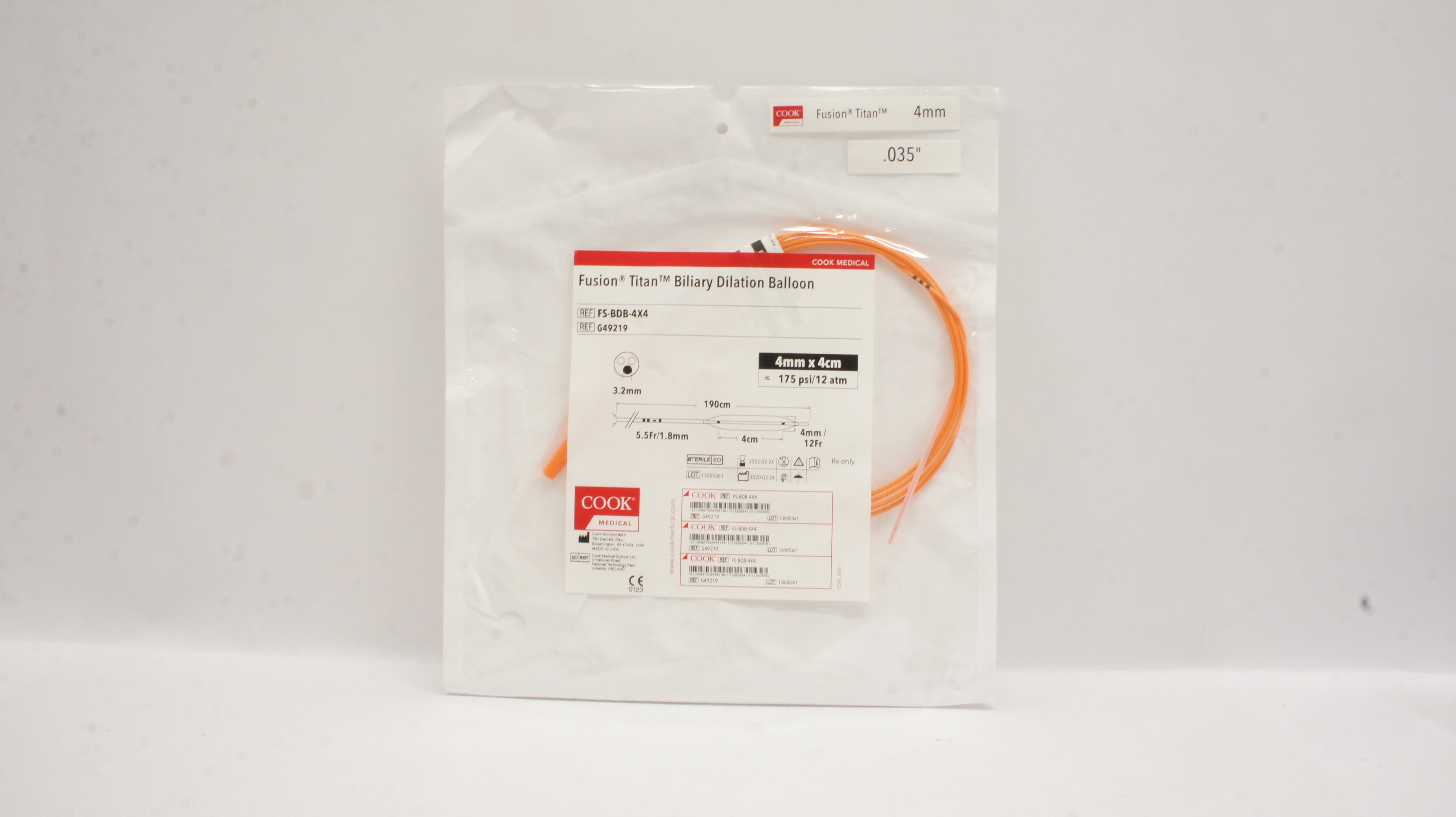 Cook Medical G49219 Fusion Titan Biliary Dilation Balloon 5.5Fr x 190cm (x)