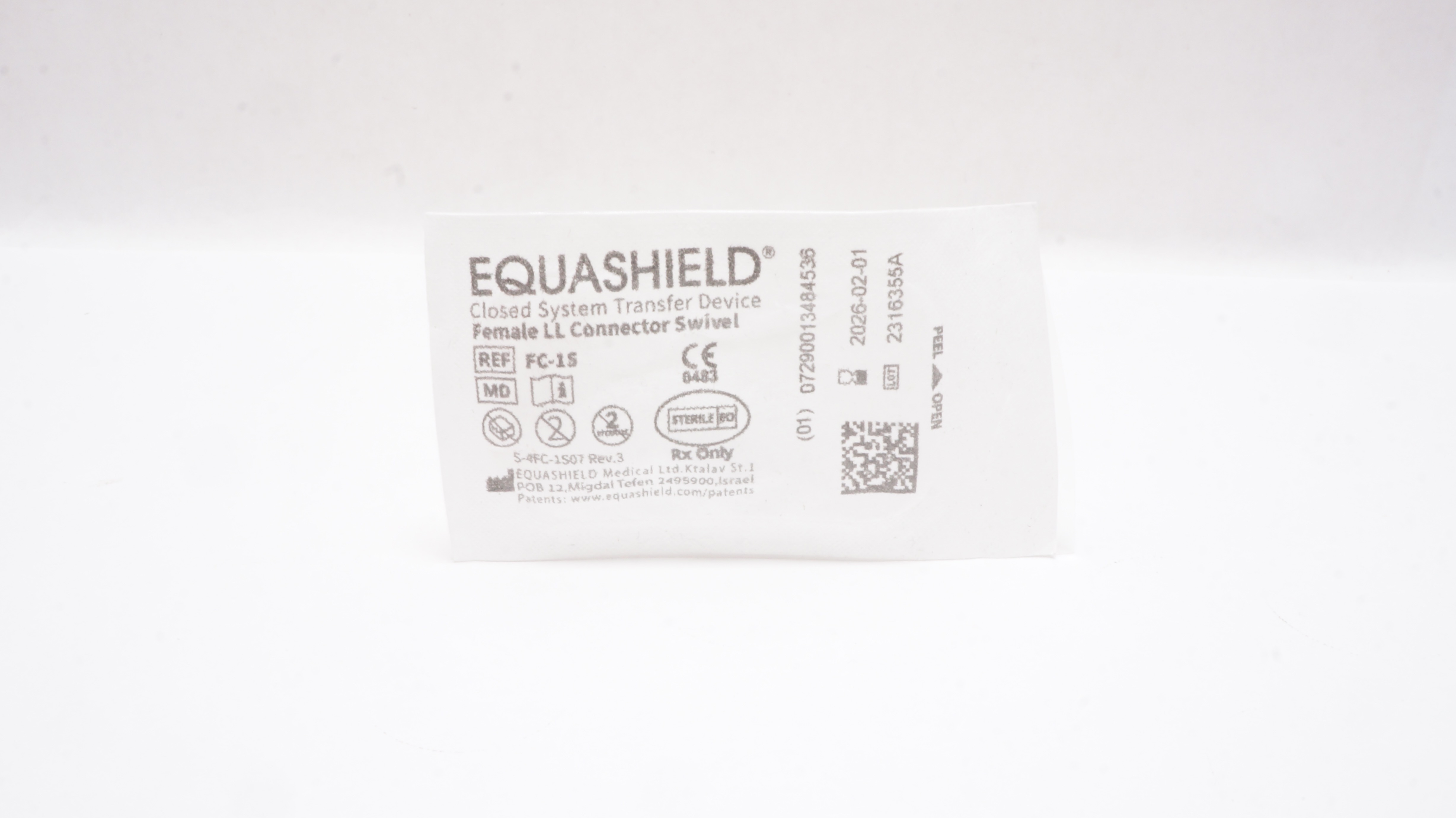 Equashield Medical FC-1S Closed System Drug Transfer Device Female LL Connector