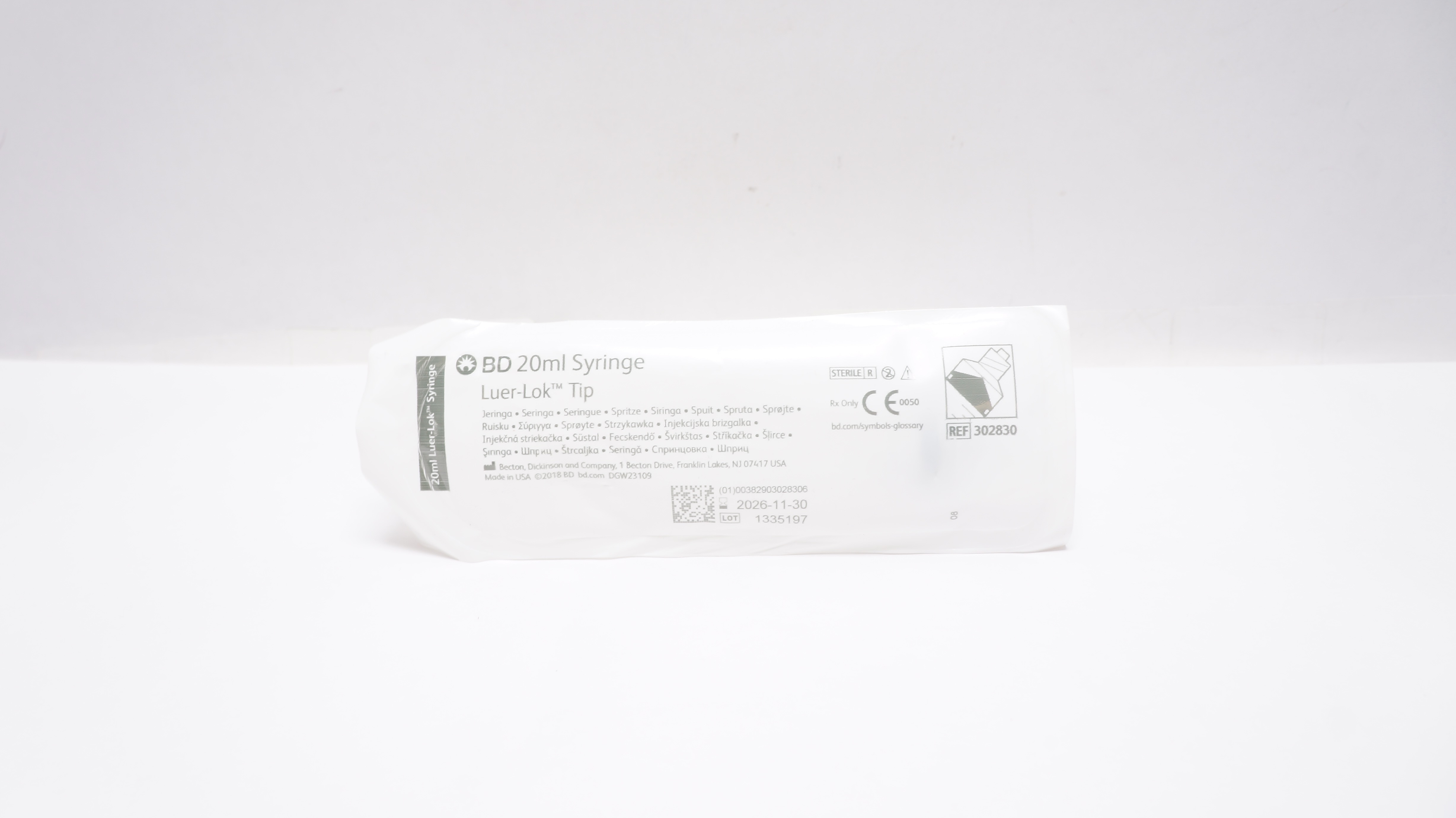 BD 302830 Luer-Lok Tip 20 ml Syringe