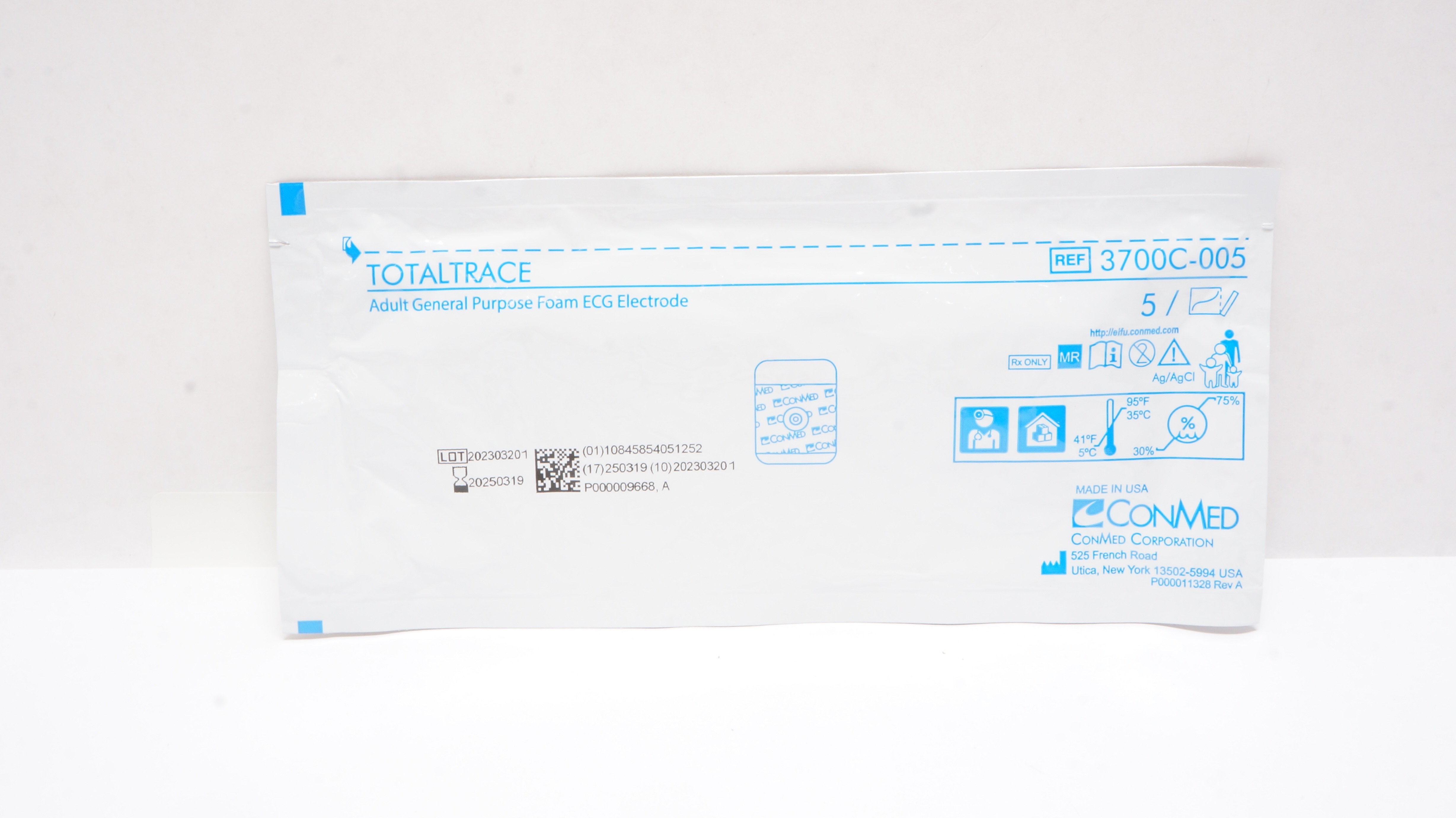 ConMed 3700C-005 Totaltrace Adult General Purpose Foam ECG Electrode - Pack of 5