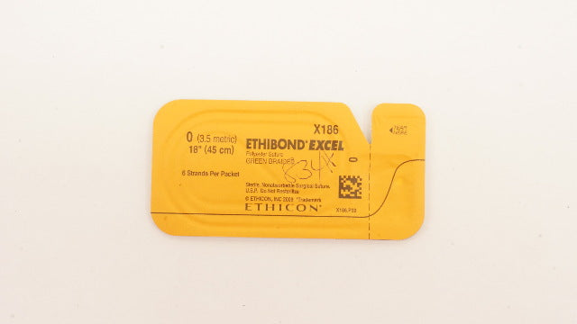 Ethicon X186 0 ETHIBOND EXCEL Polyester Stre. Green Braided 18 inch