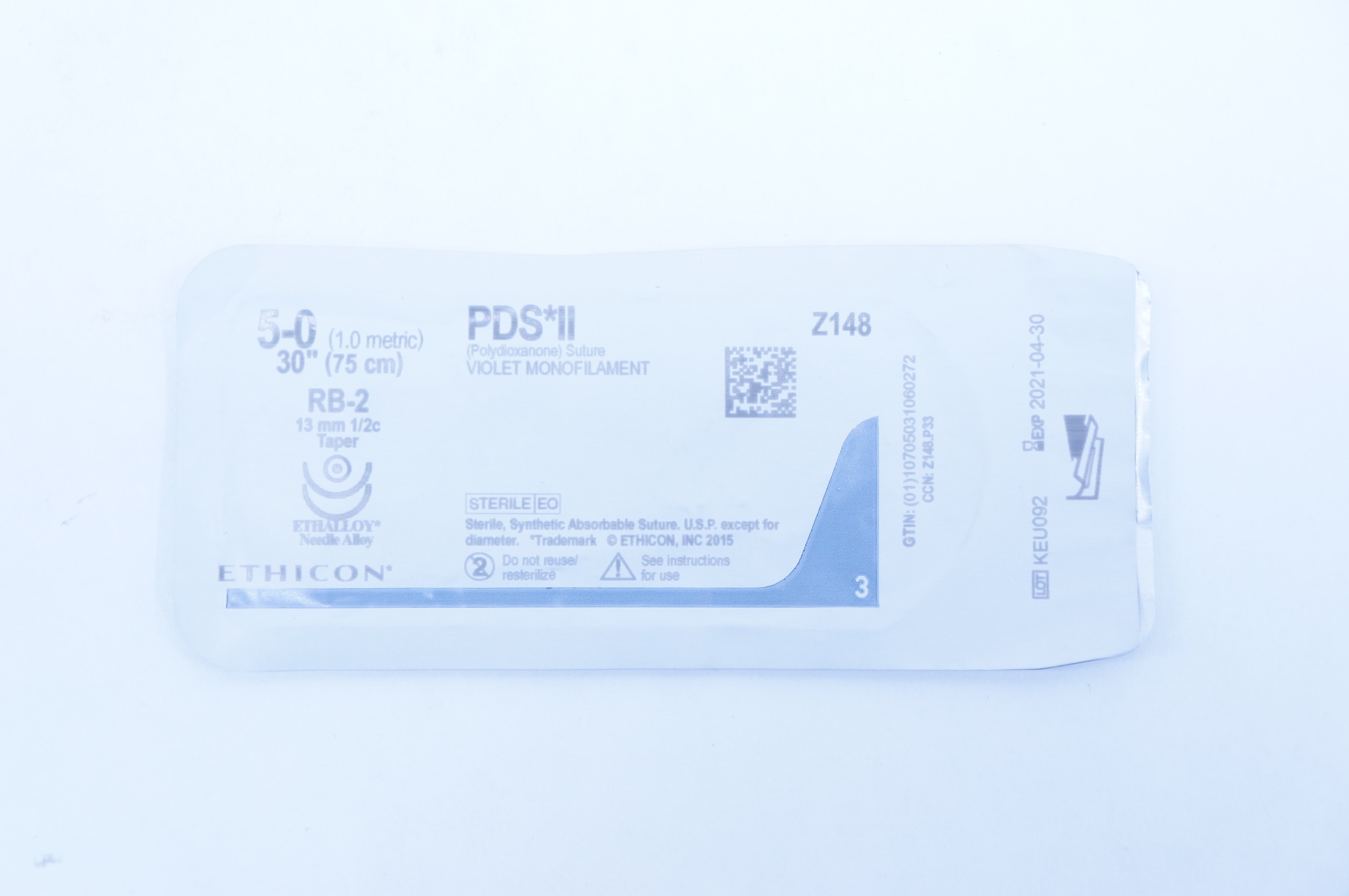 Ethicon Z148 5-0 PDS II (Polydioxanone) Suture RB-2 13mm 1/2c Taper 30 inch