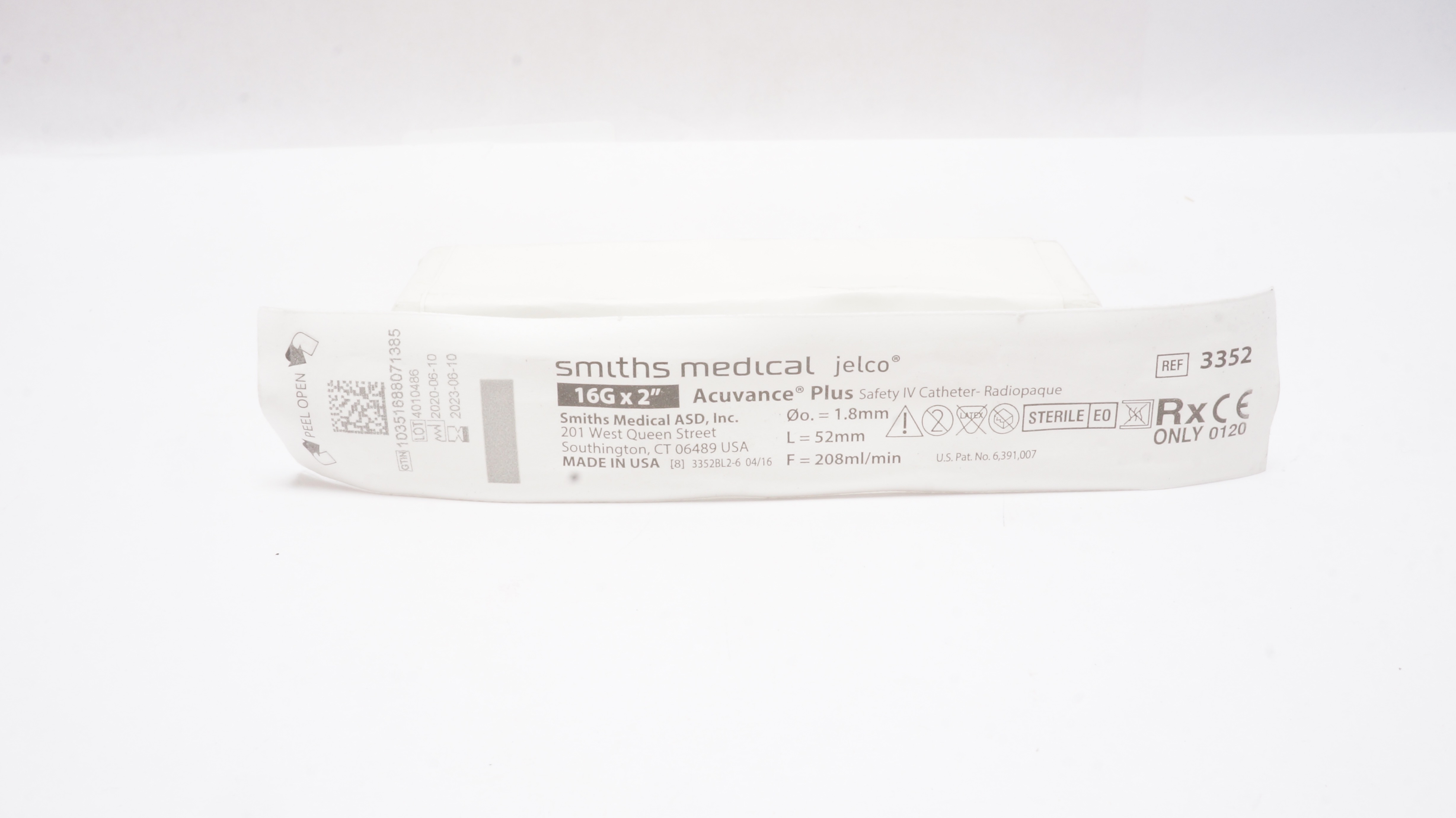 Smiths Medical 3352 Jelco Acuvance Plus Safety IV Cath. Radiopaque (x)