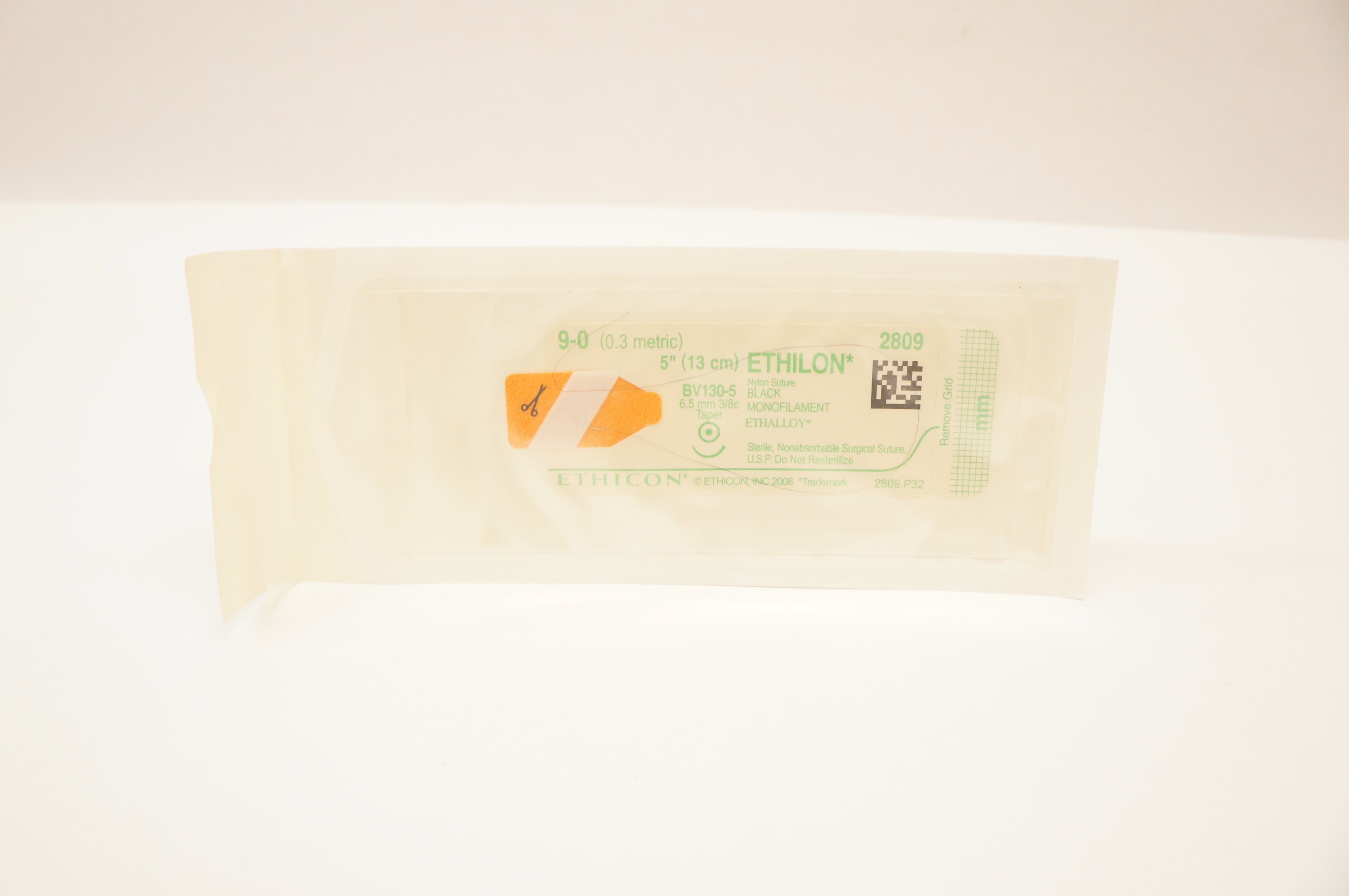 Ethicon 2809 9-0 Ethilon Nylon Stre BV130-5 3/8c 6.5mm Taper, 5inch (x)