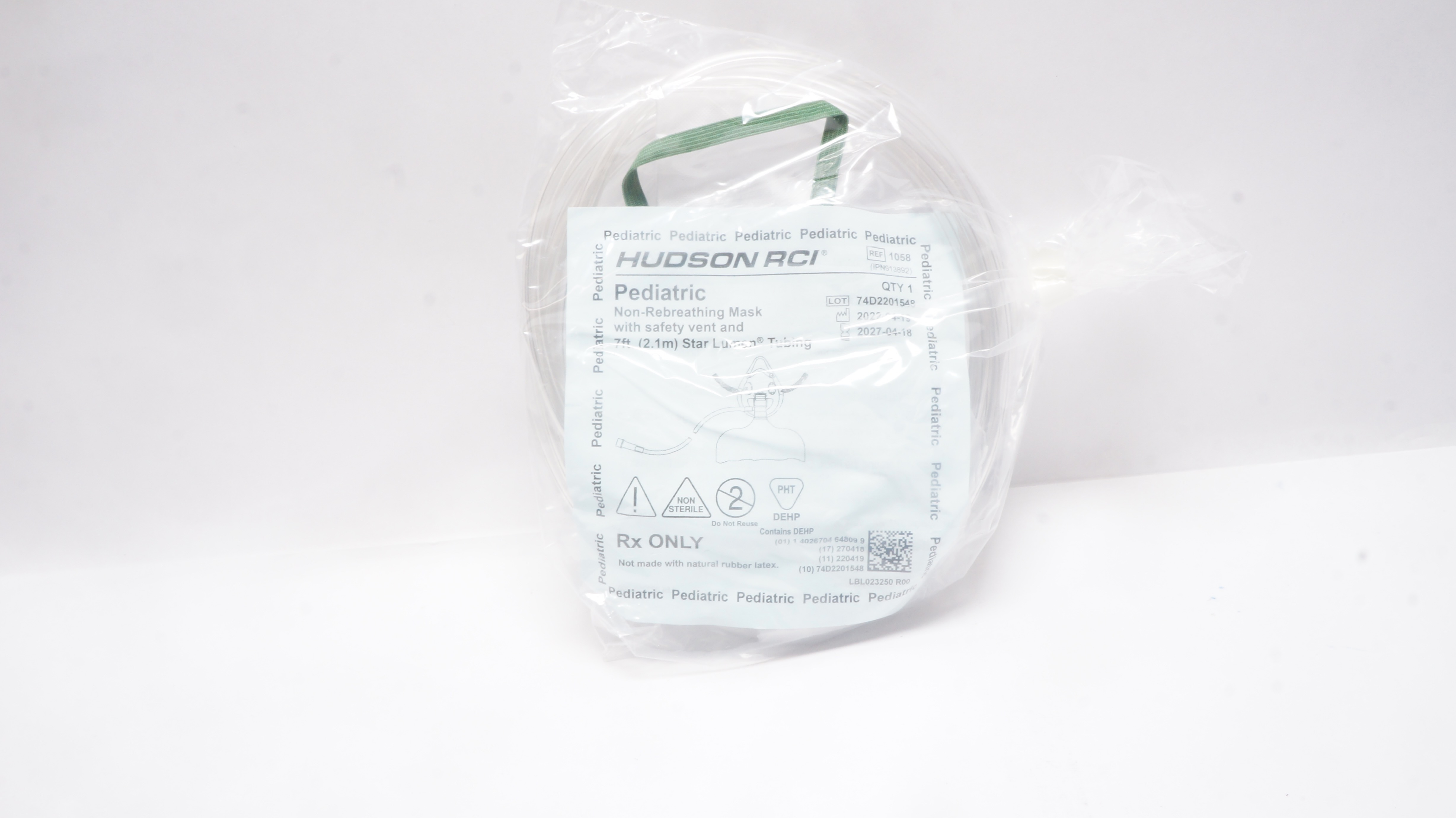 Hudson RCI 1058 Pediatric Non-Rebreathing Mask with Safety Vent 7Ft.