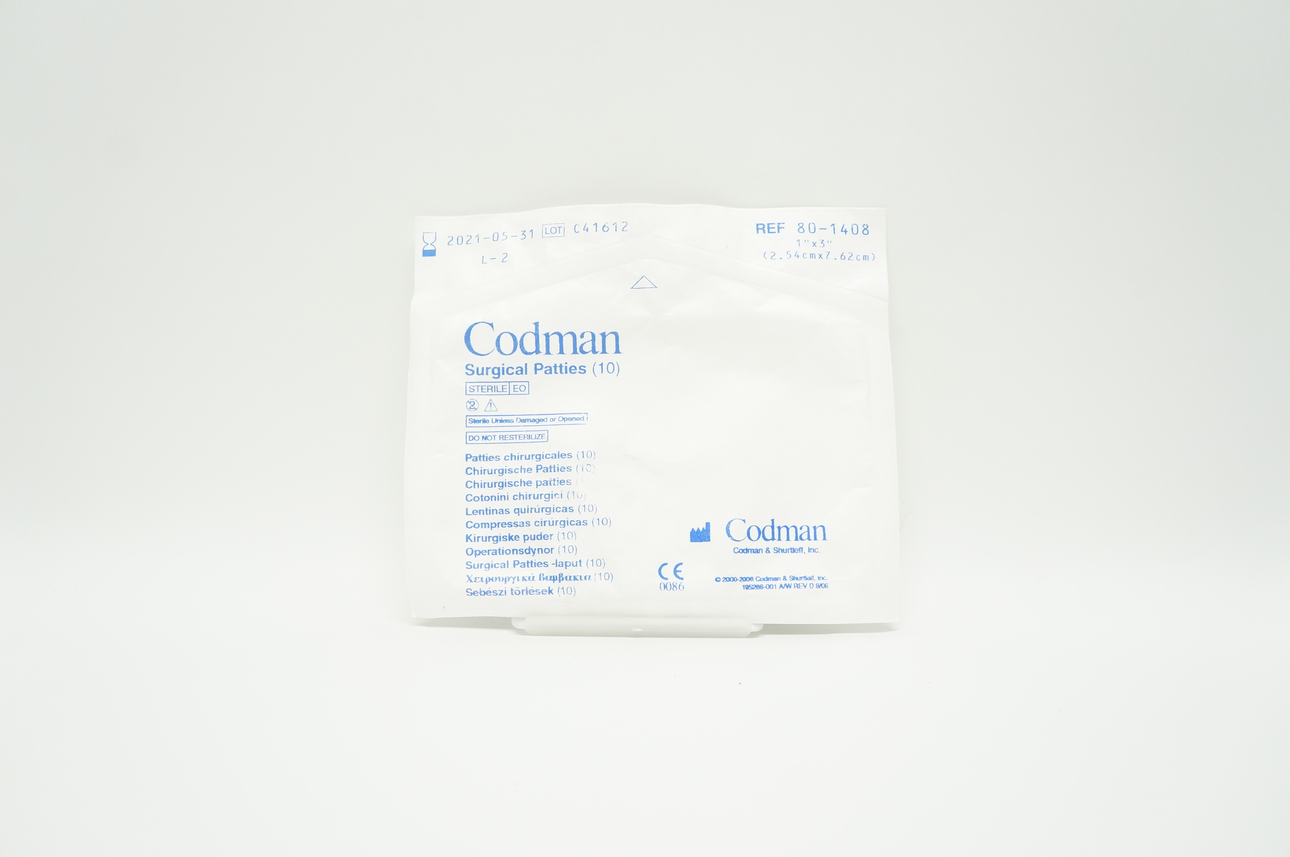 Codman 80-1408 Surgical Patties, 1 inch x 3 inch (x) - Pack of 10