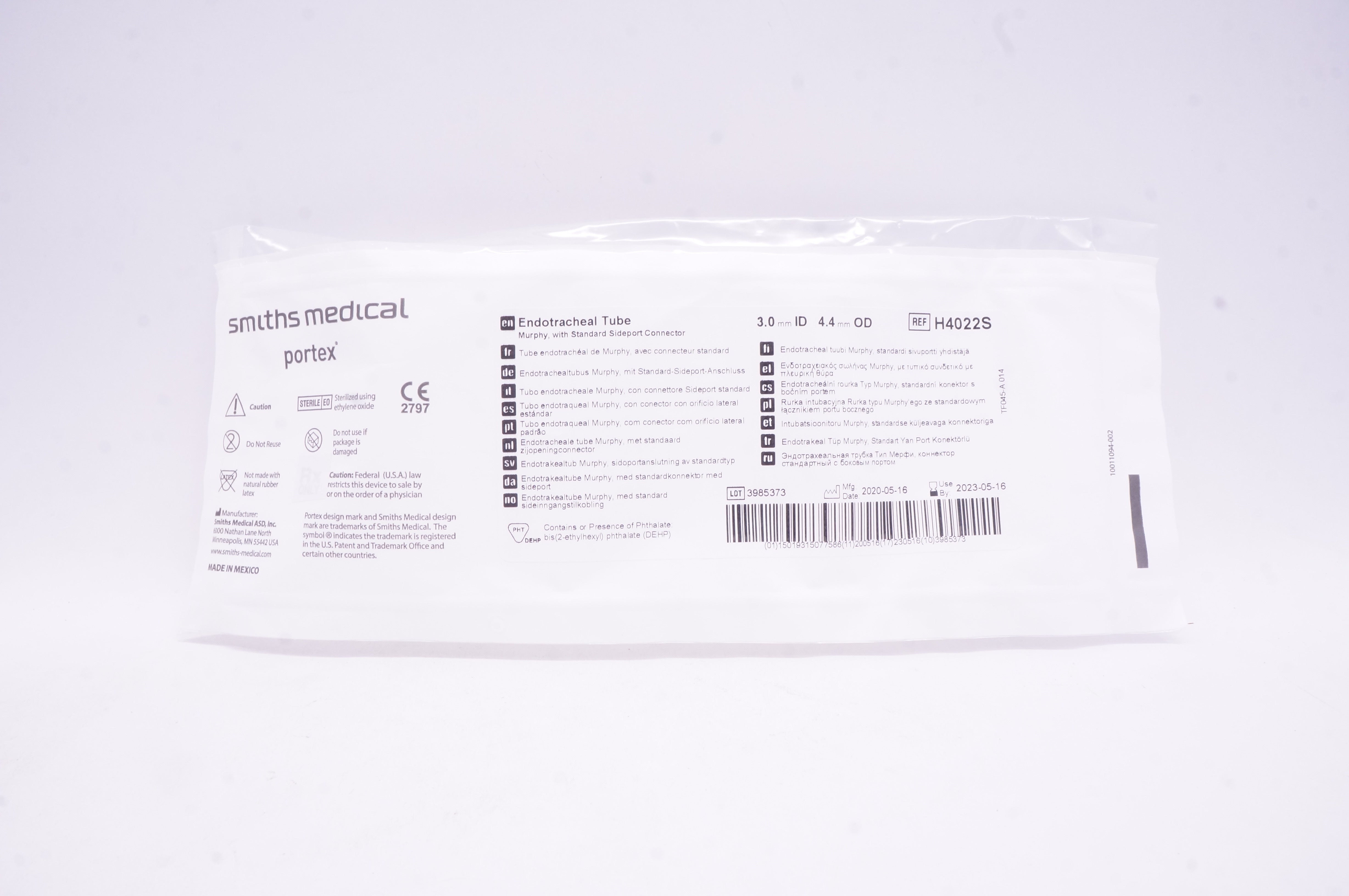 Smith Medical H4022S Portex Endotracheal Tube 3.0 x 4.4 (x)