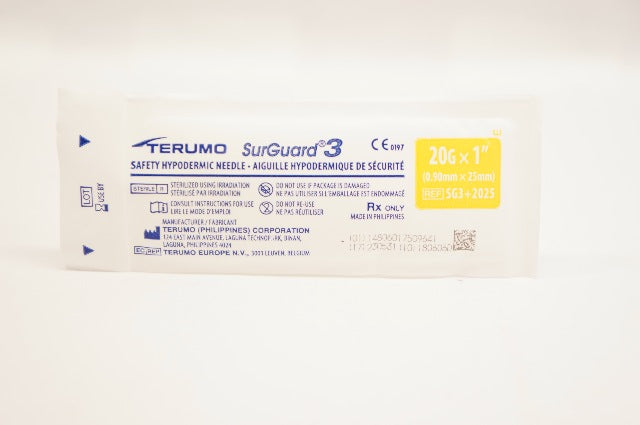 Terumo SG3+2025 SurGuard3 Safety Hypodermic Ndle 20G x 1inch