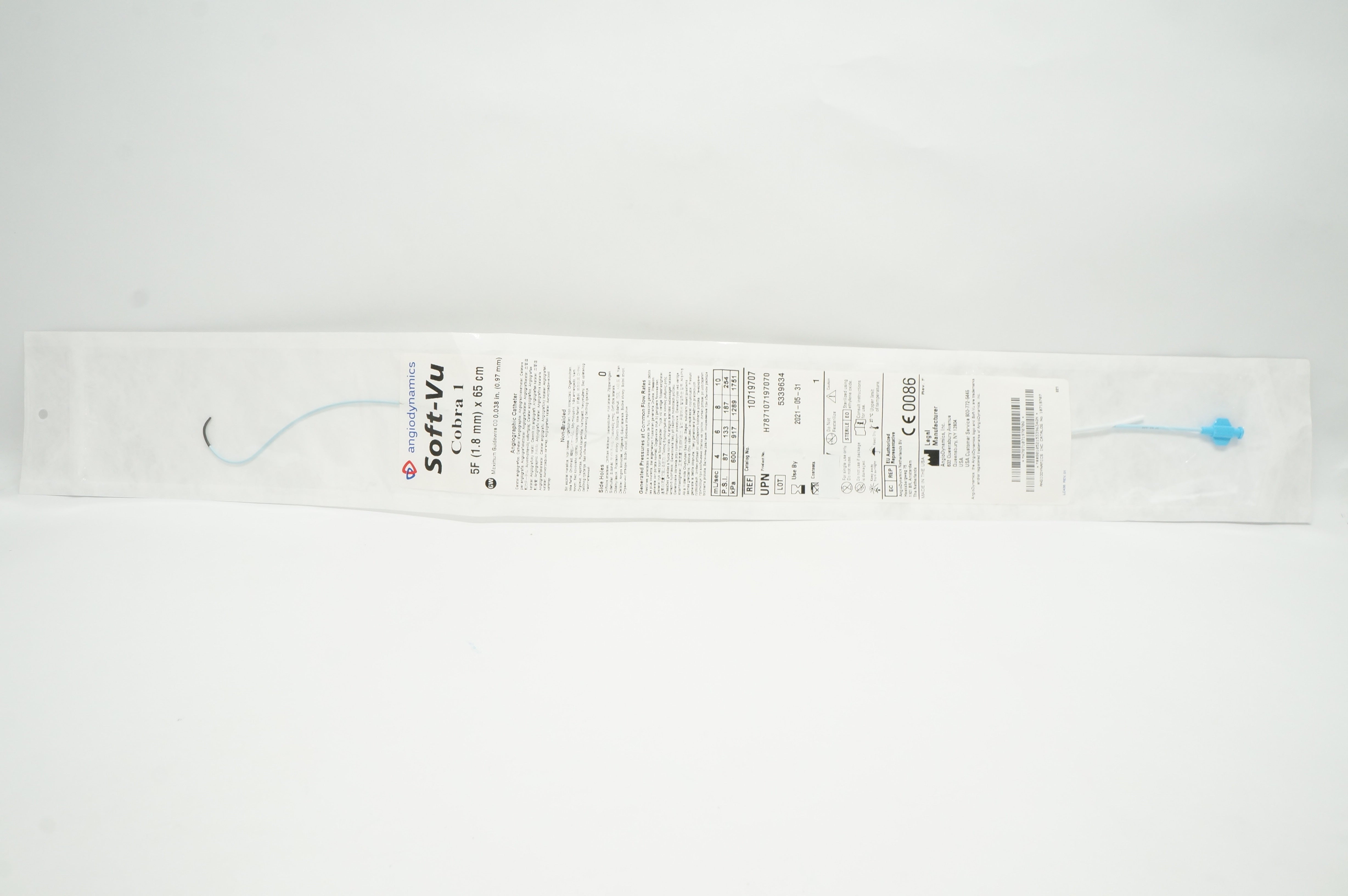 AngioDynamics 10719707 Soft-Vu Angiographic Cath. Cobra 1, 5F x 65cm (x)