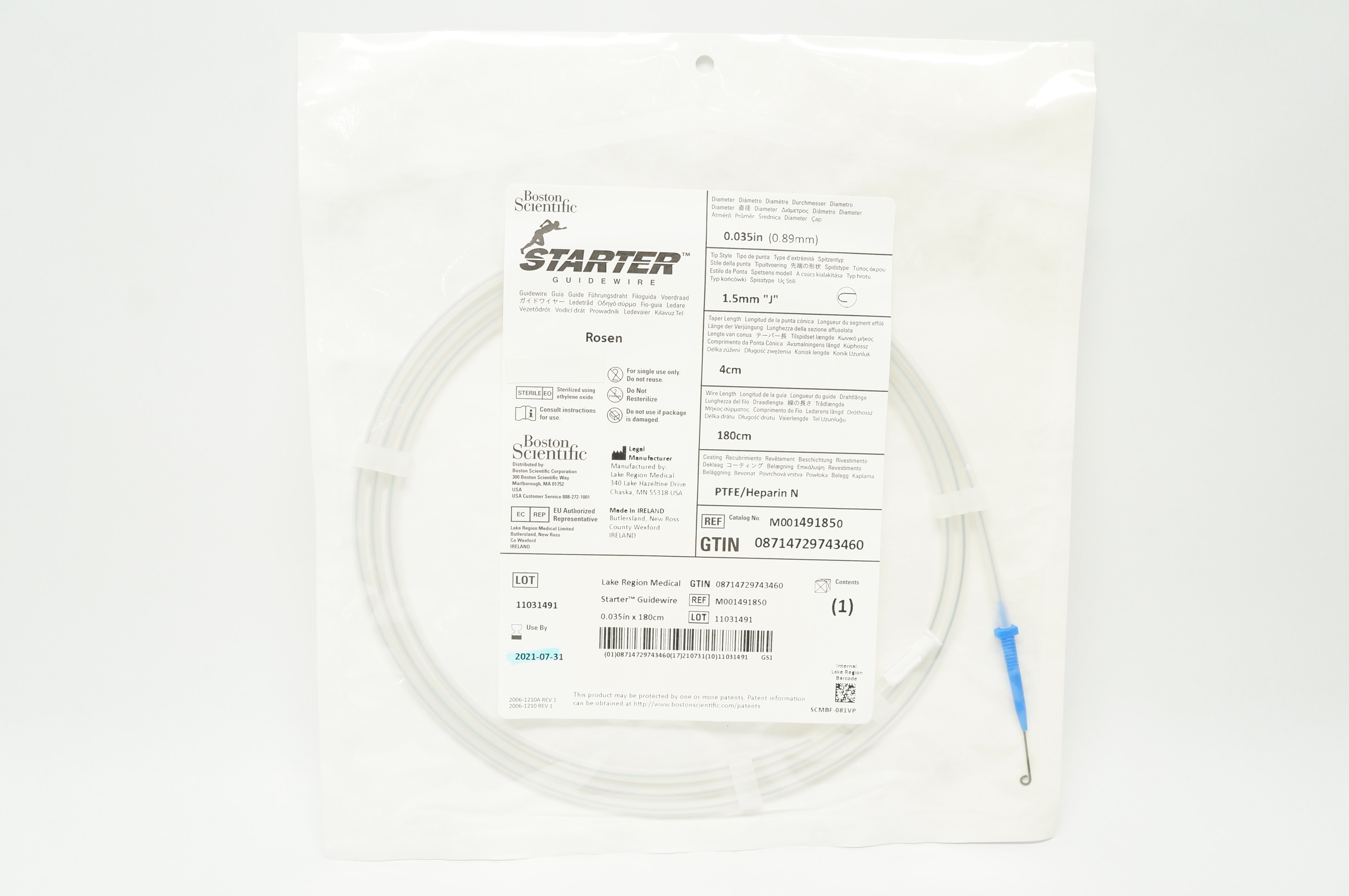 Boston Scientific 49185 Starter Guidewire Rosen 0.035inch 1.5mm (x)