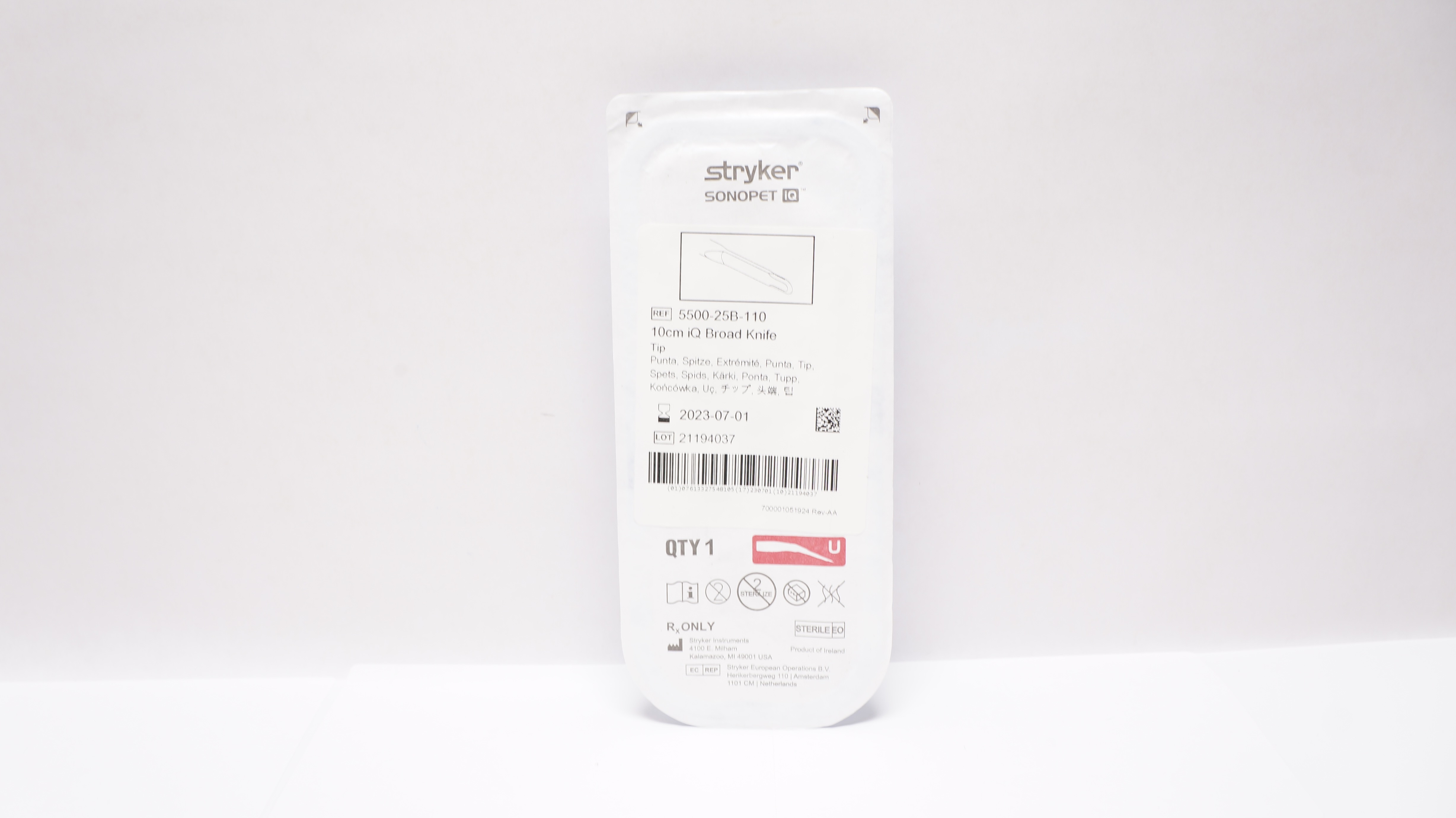 Stryker 5500-25B-110 Sonopet 10cm iQ Broad Knife Tip (x)