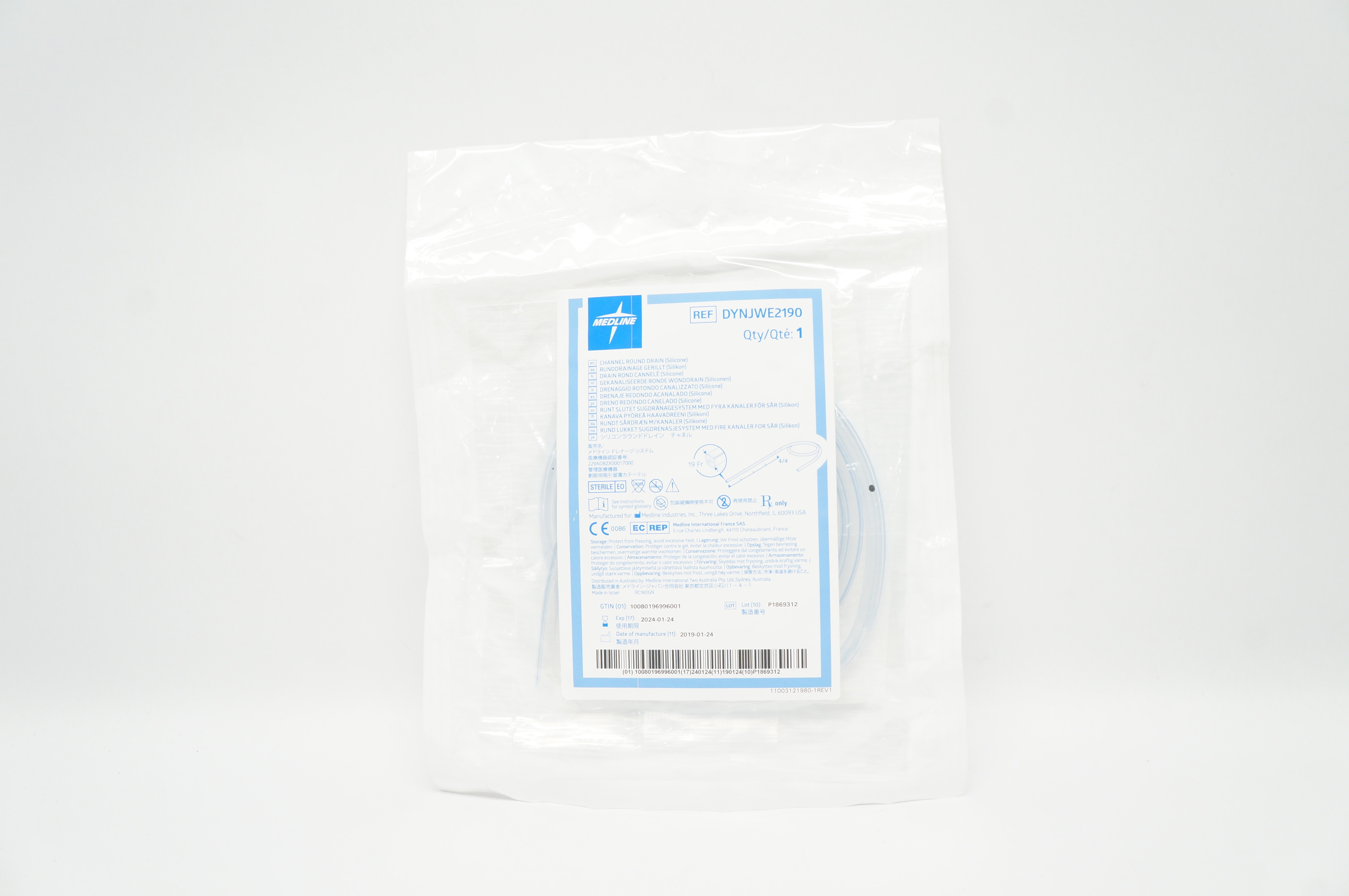 Medline DYNJWE2190 Channel Round Drain 19Fr.