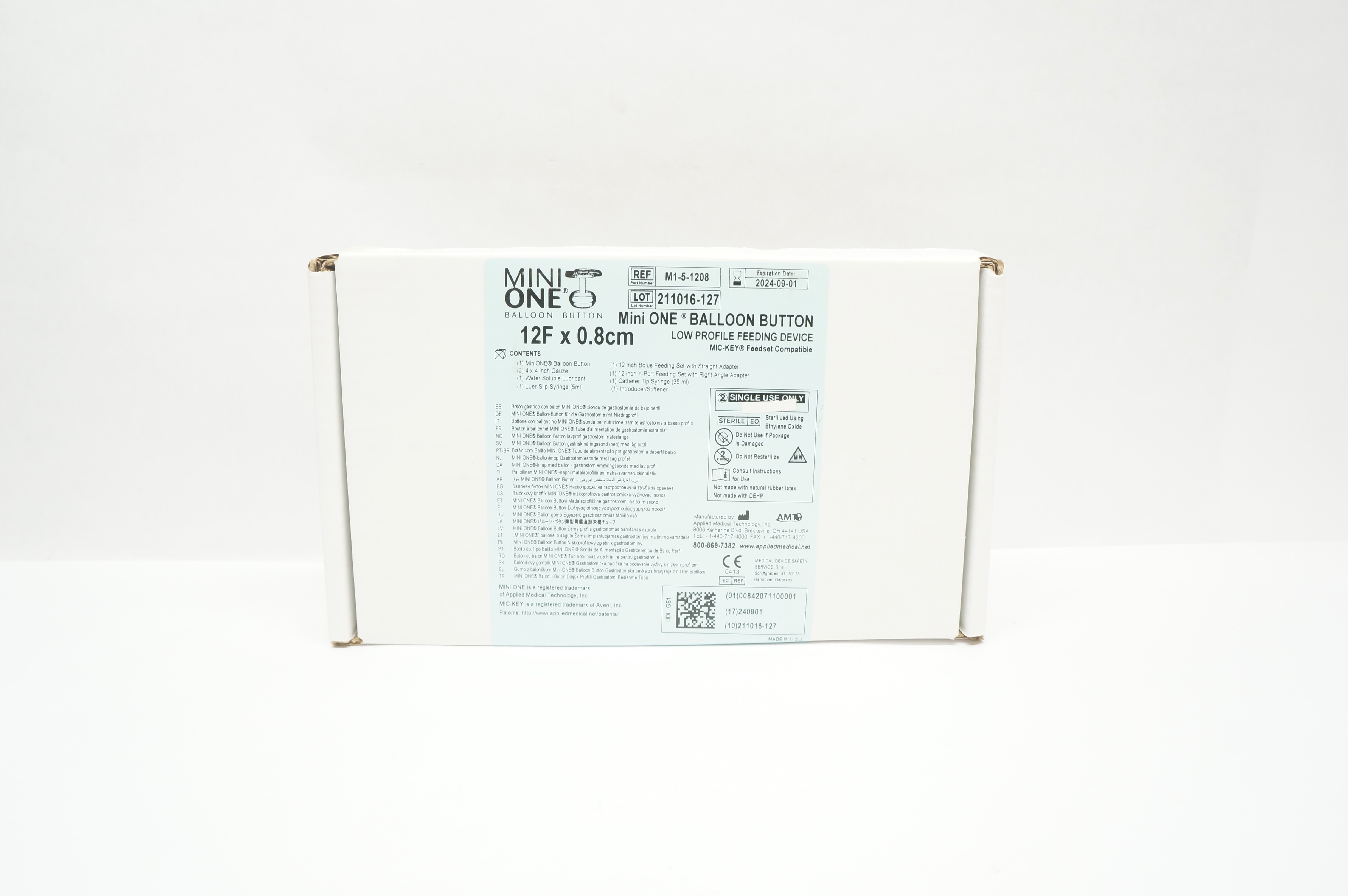 AMT M1-5-1208 Mini One Balloon Button Low Profile Feeding Device 12F x 0.8 cm