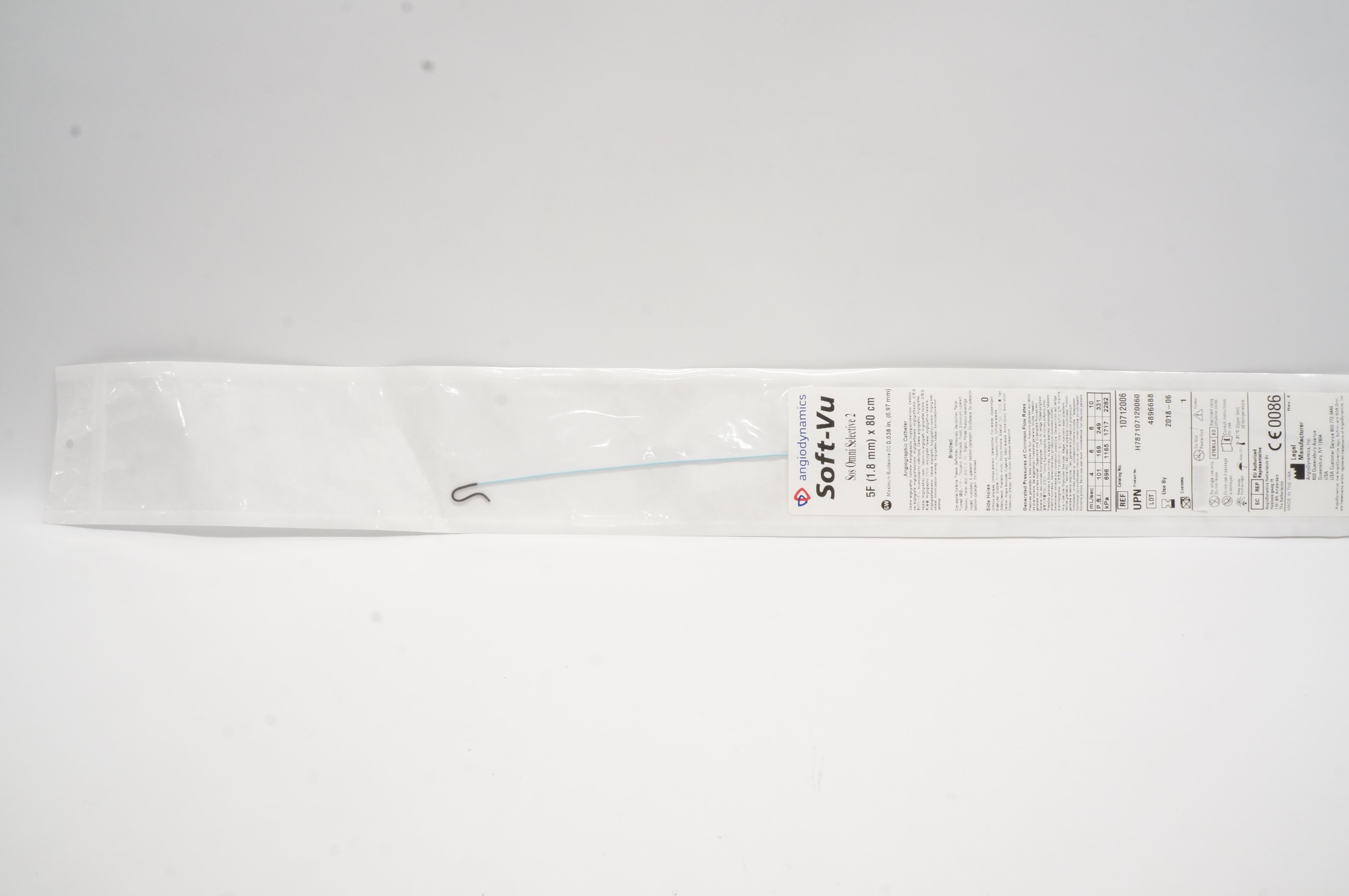 Angiodynamics 10712006 Soft-Vu Sos Omni Selective 2 Catheter 5F x 80cm (x)