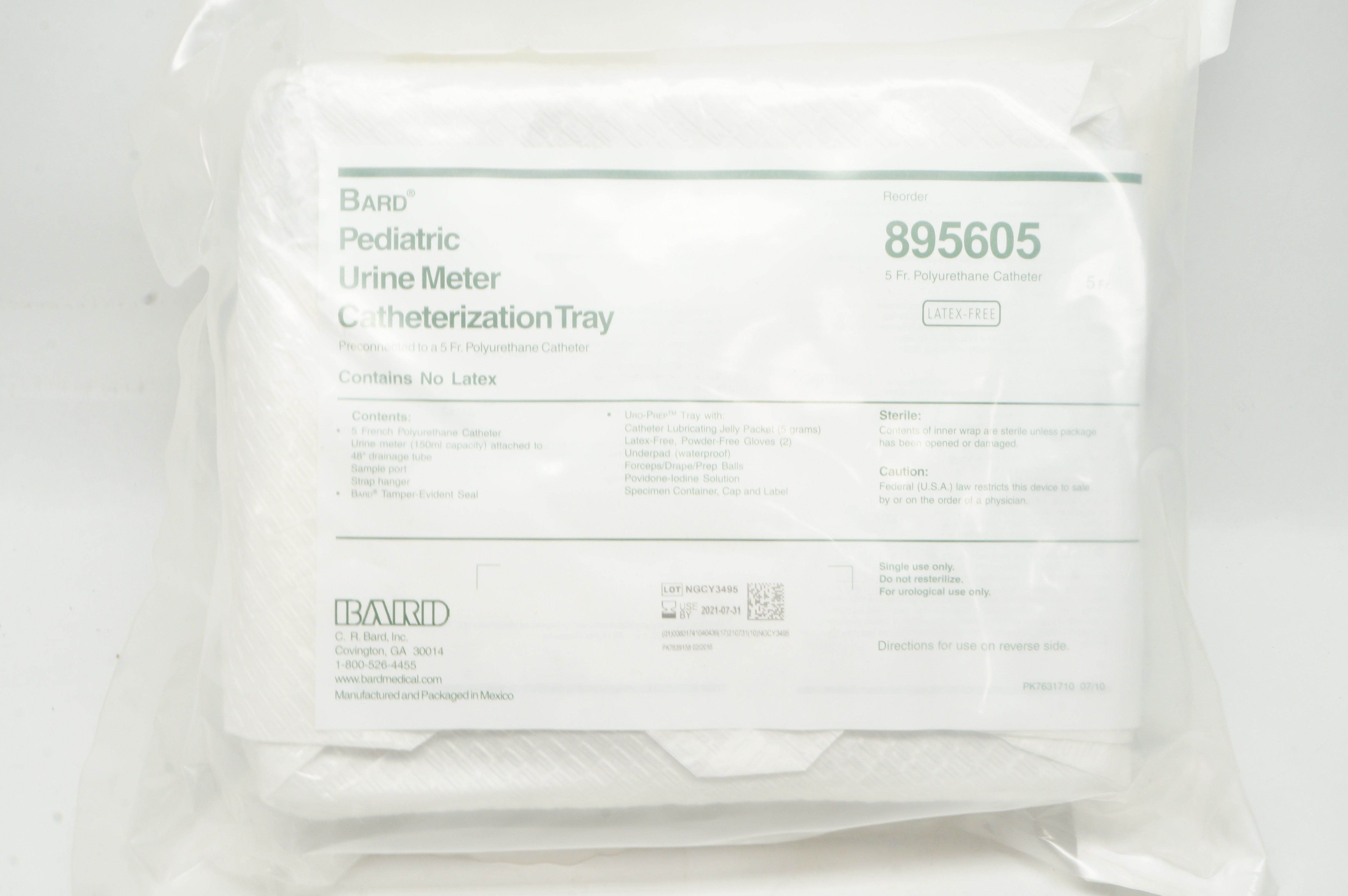Bard 895605 Pediatric Urine Meter Catheterization Tray 5Fr (x)