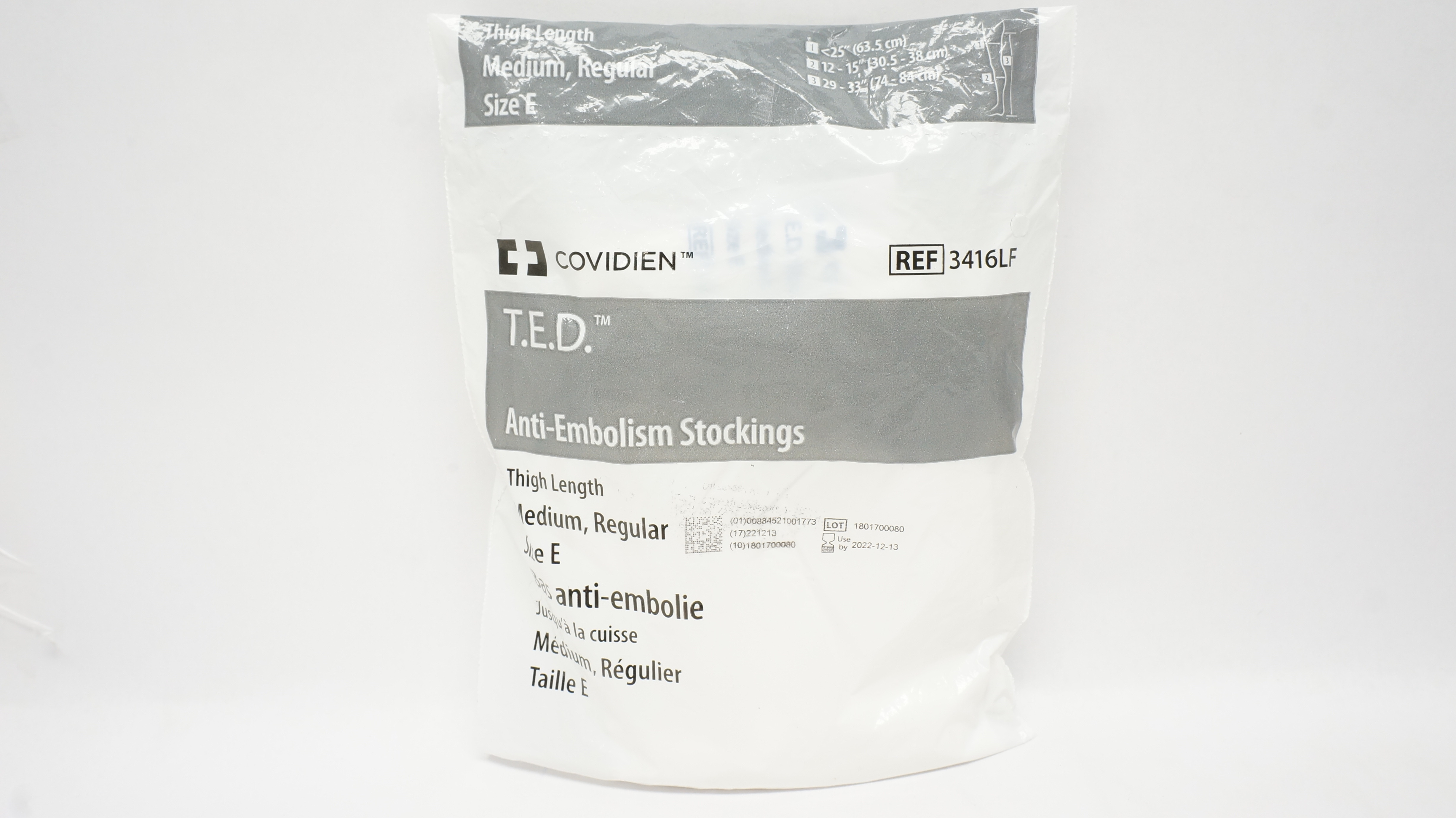 Covidien 3416LF T.E.D. Anti-Embolism Stockings Thigh Length Medium Size E