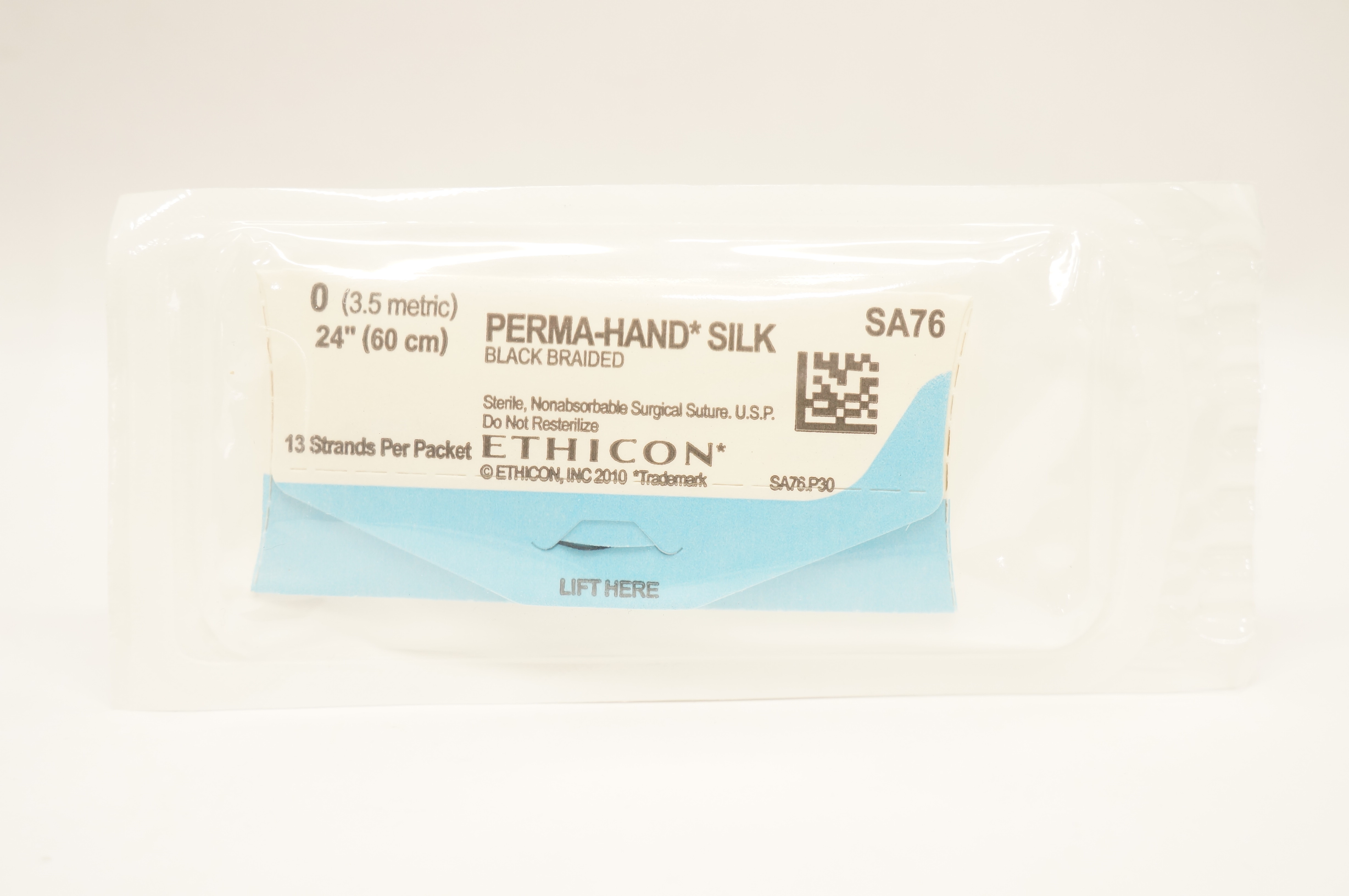 Ethicon SA76 0 Perma-Hand Silk Black Braided Surgical Stre 24 inch