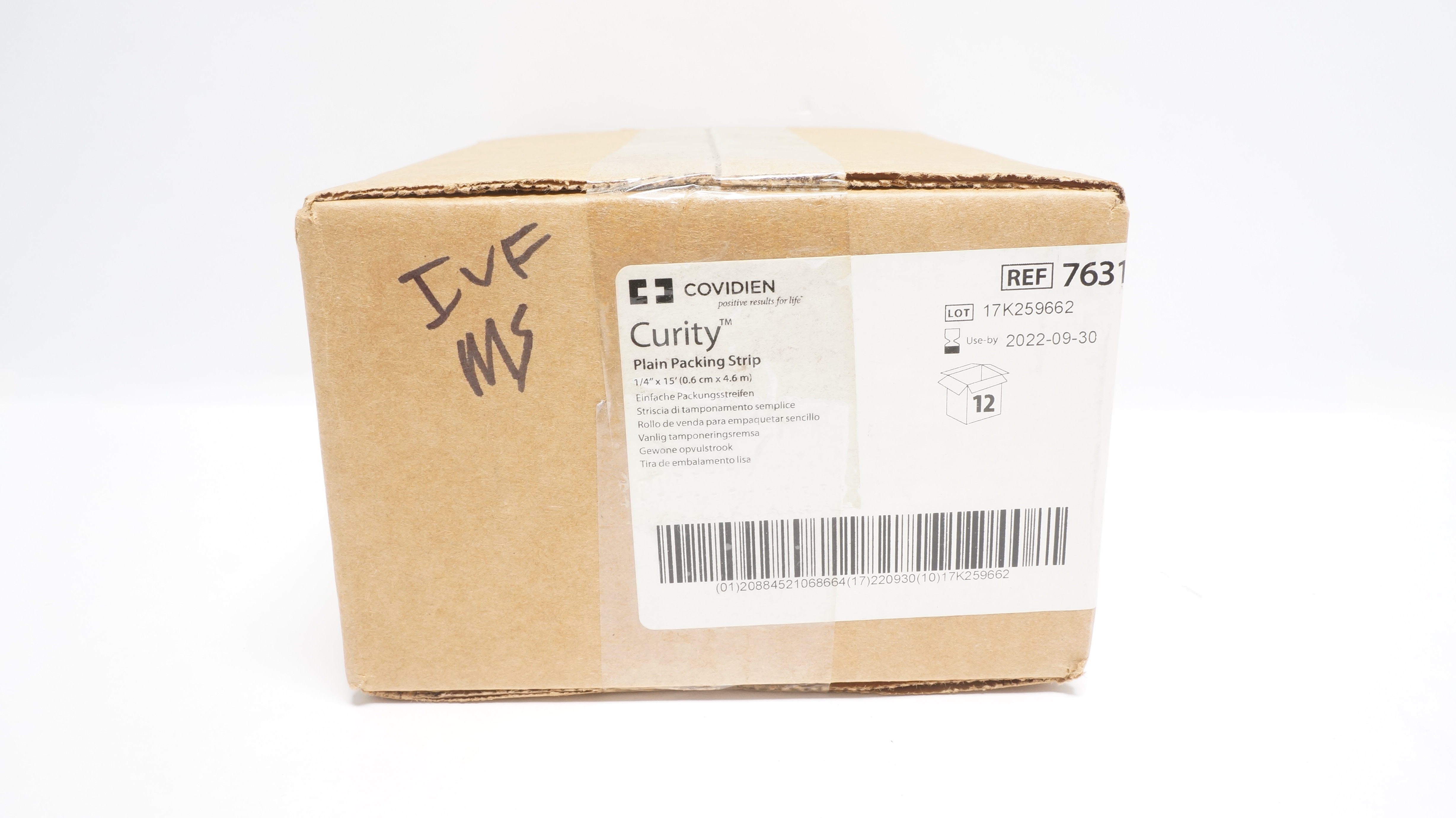 Covidien 7631 Curity Plain Packing Strip 1/4inch x 15ft. (x) - Case of 12