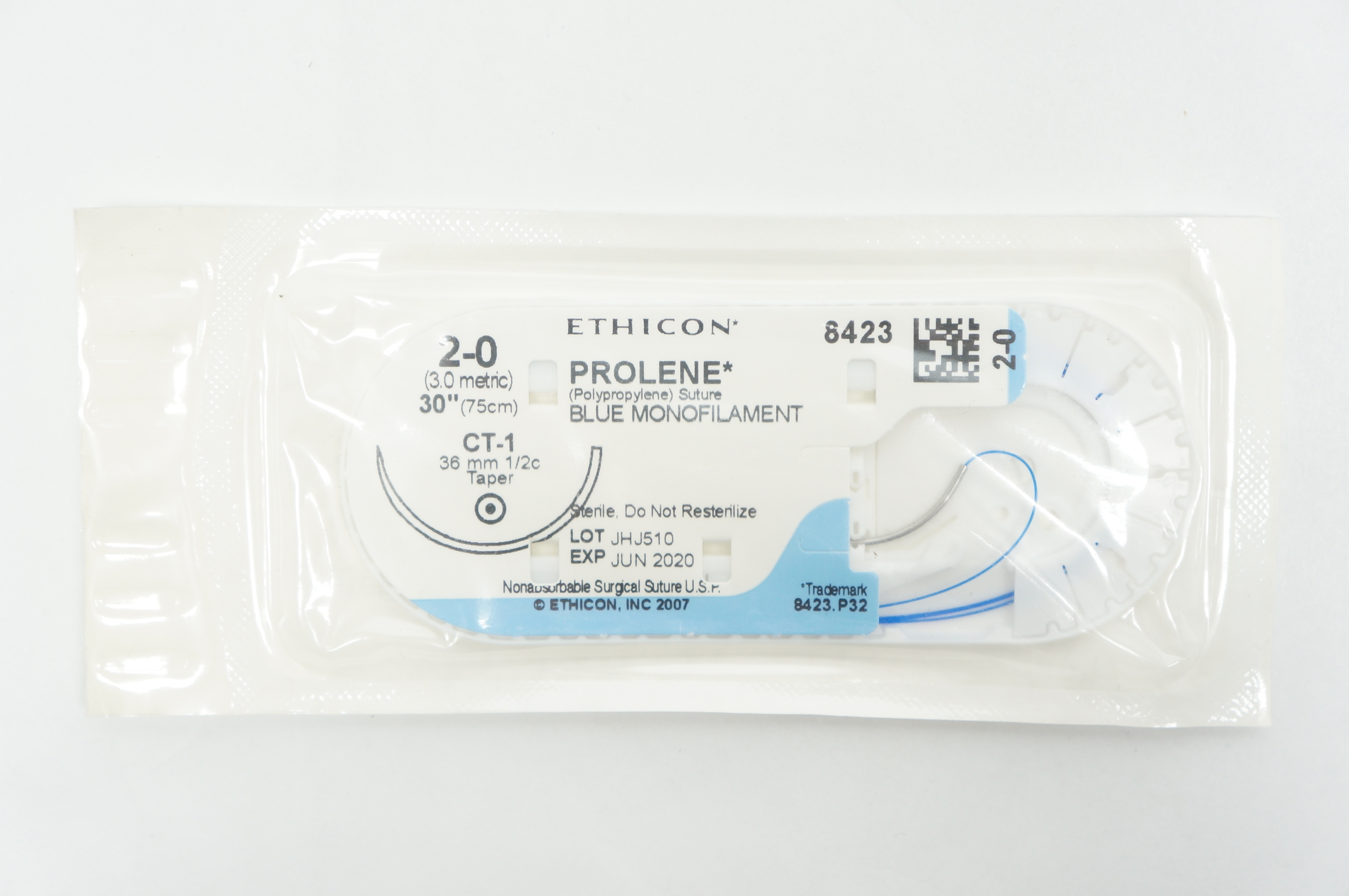 Ethicon 8423 2-0 PROLENE, CT-1, 36mm 1/2c Taper, 30inch (x)