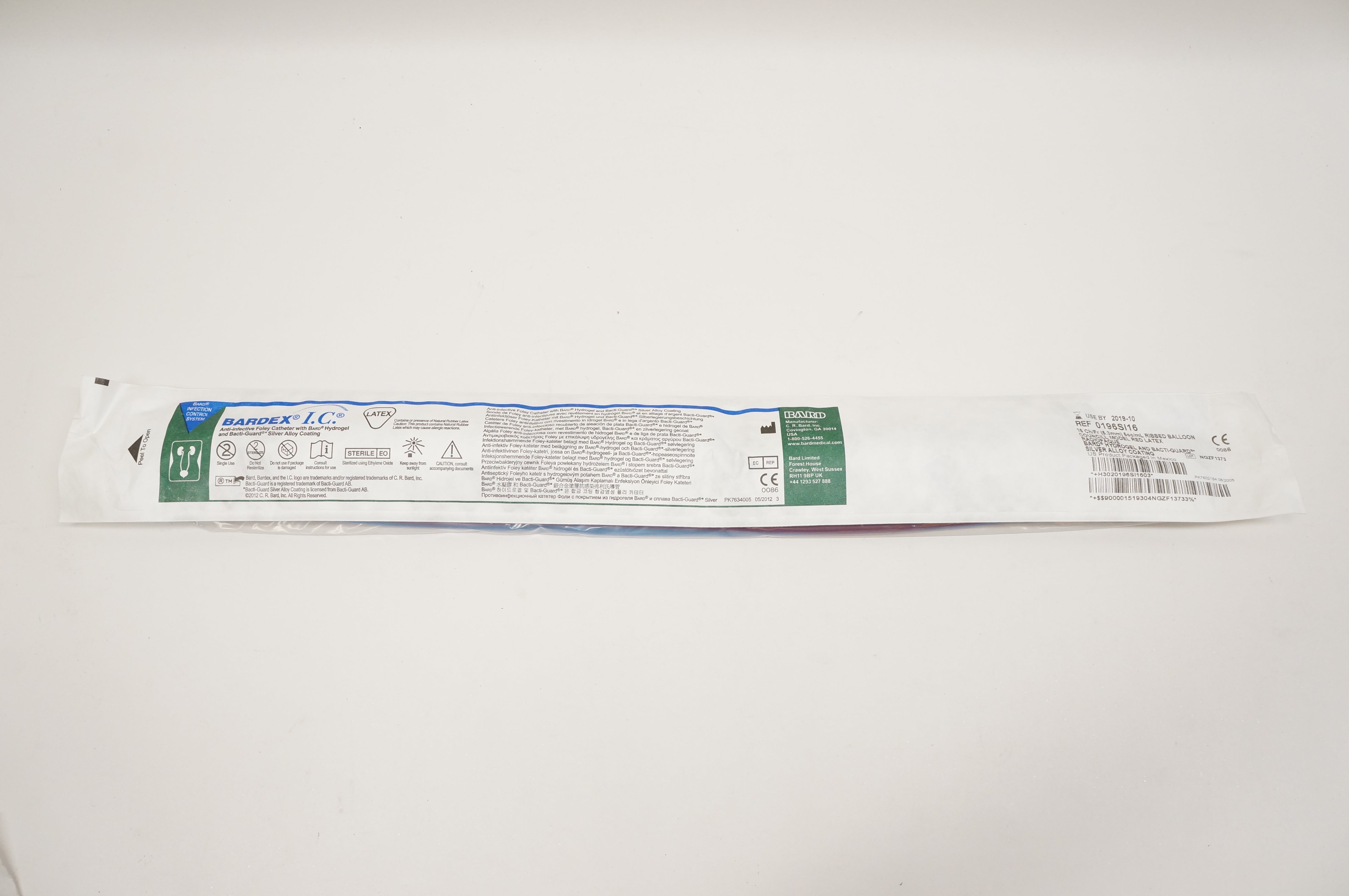 Bard 0196SI16 Bardex I.C. Anti-Infective Foley Cath. 16 Ch/Fr 5cc/mL Balloon