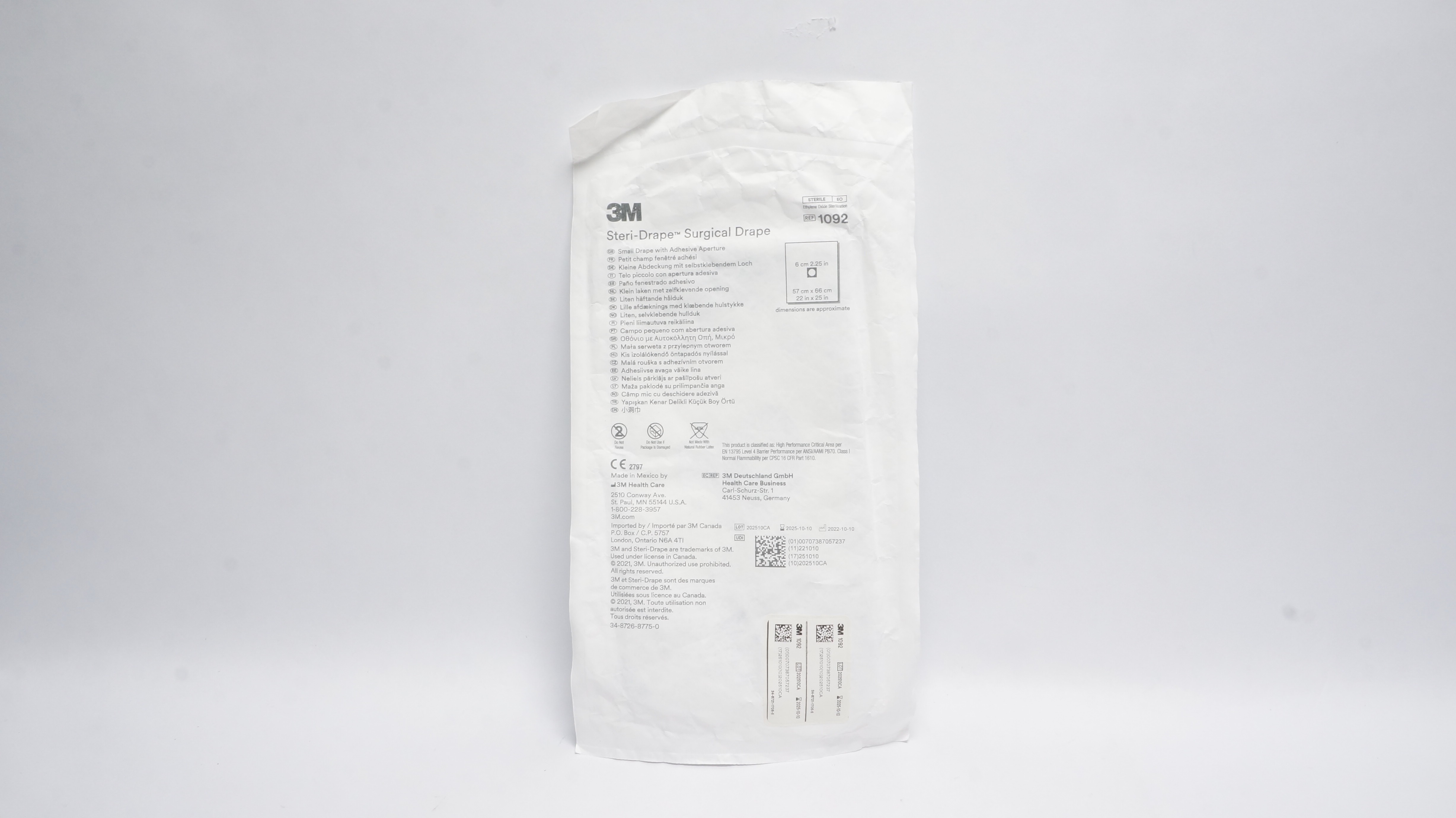 3M 1092 Steri-Drape Surgical Drape w/Adhesive Aperture 22inchx25inch (X)